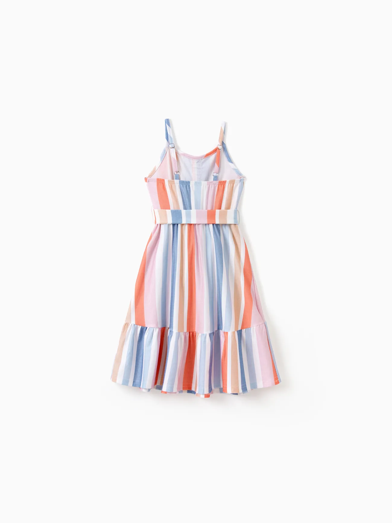 Girl - Matching Family Outfits - Blue Short-sleeve Tee or Colorful Stripe Camisole Dress for Cruise/Resort/Casual - Multi-color - image 10