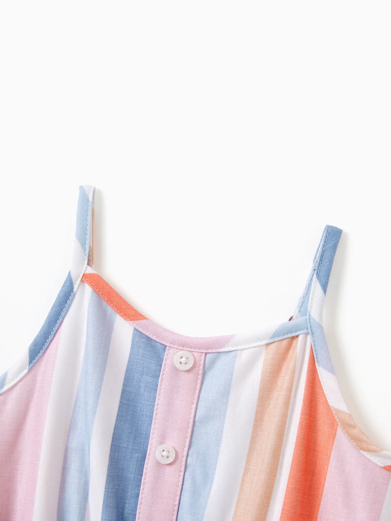 Girl - Matching Family Outfits - Blue Short-sleeve Tee or Colorful Stripe Camisole Dress for Cruise/Resort/Casual - Multi-color - image 11