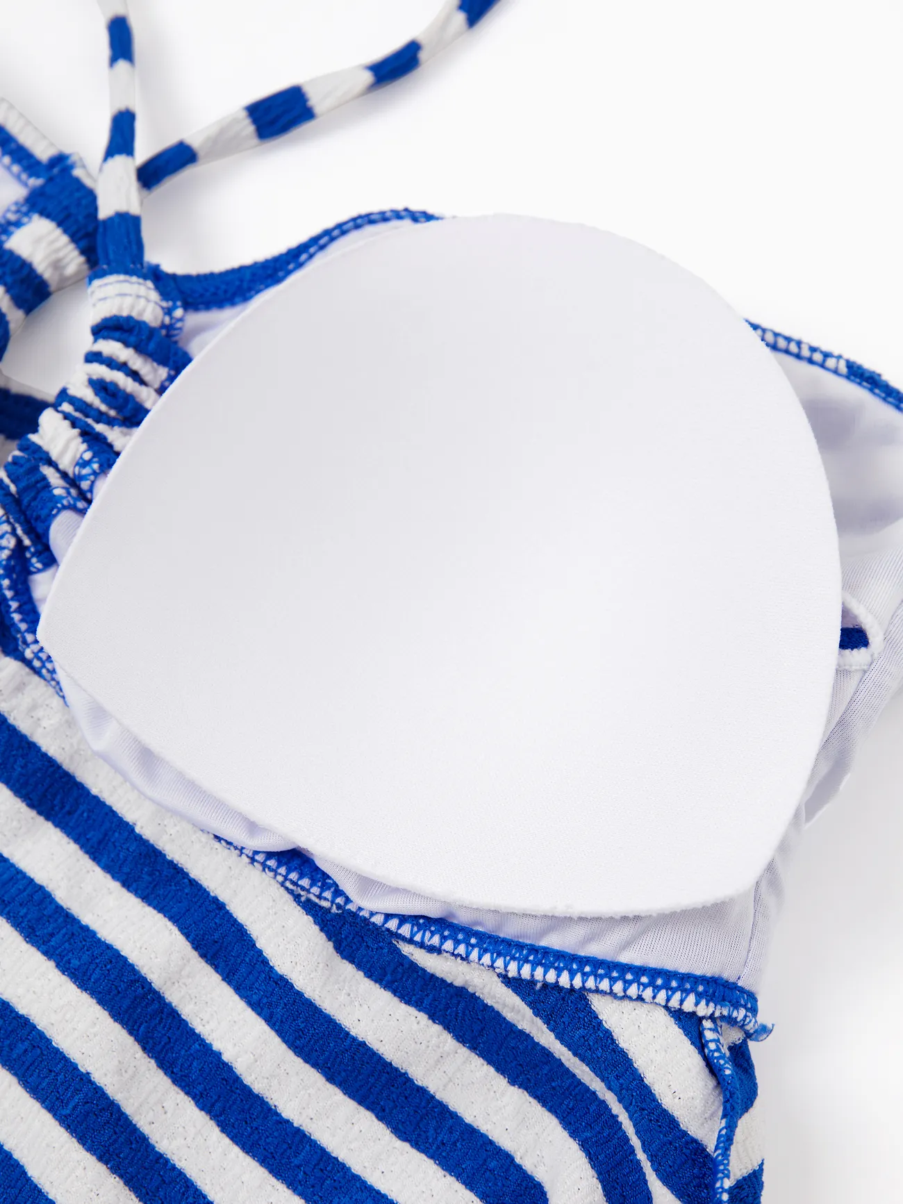 Women - Family Matching Blue Striped Swim Trunks or 2 Pieces Halter Tankini Swimsuit - Blue - image 5