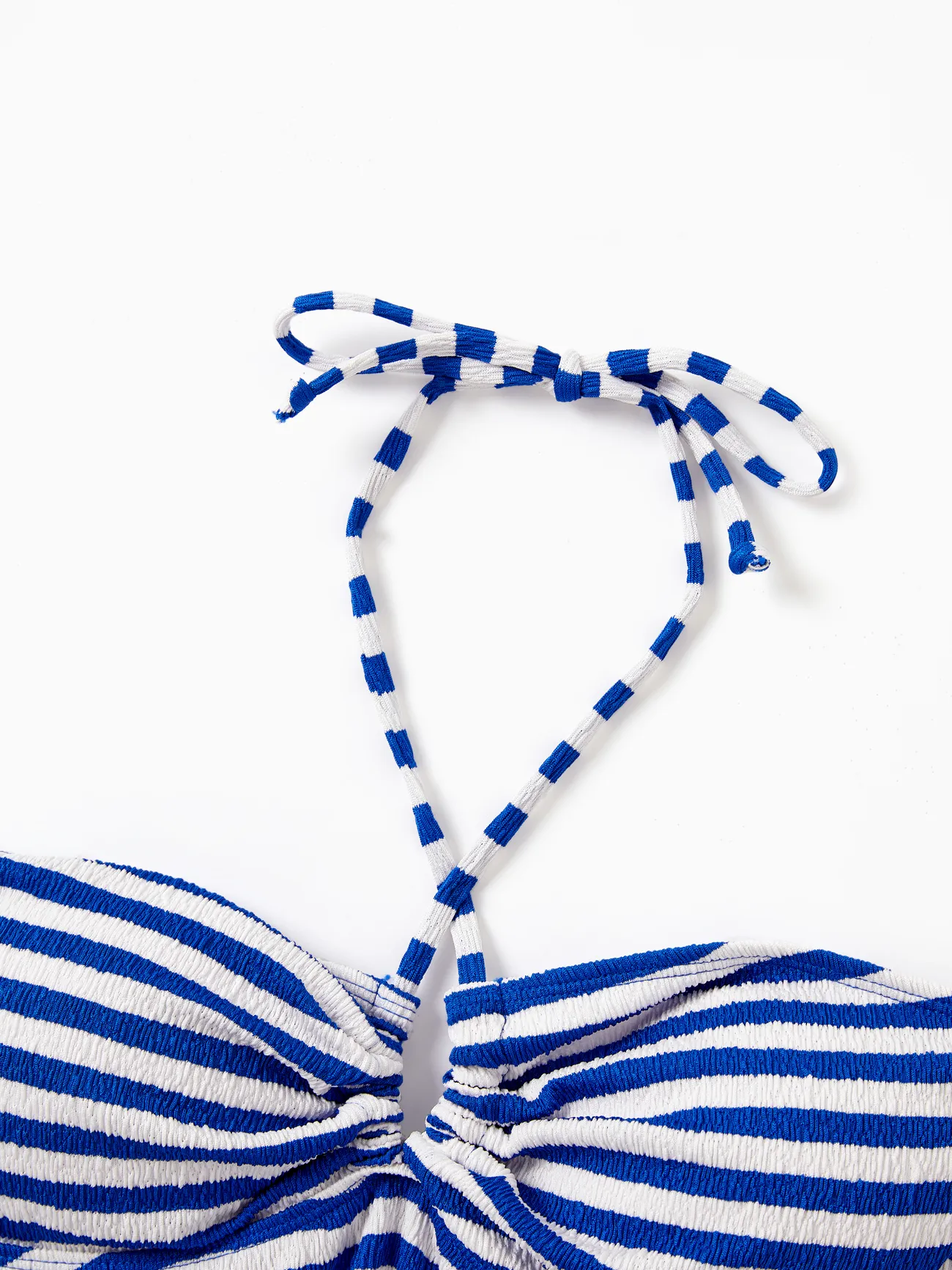 Women - Family Matching Blue Striped Swim Trunks or 2 Pieces Halter Tankini Swimsuit - Blue - image 4