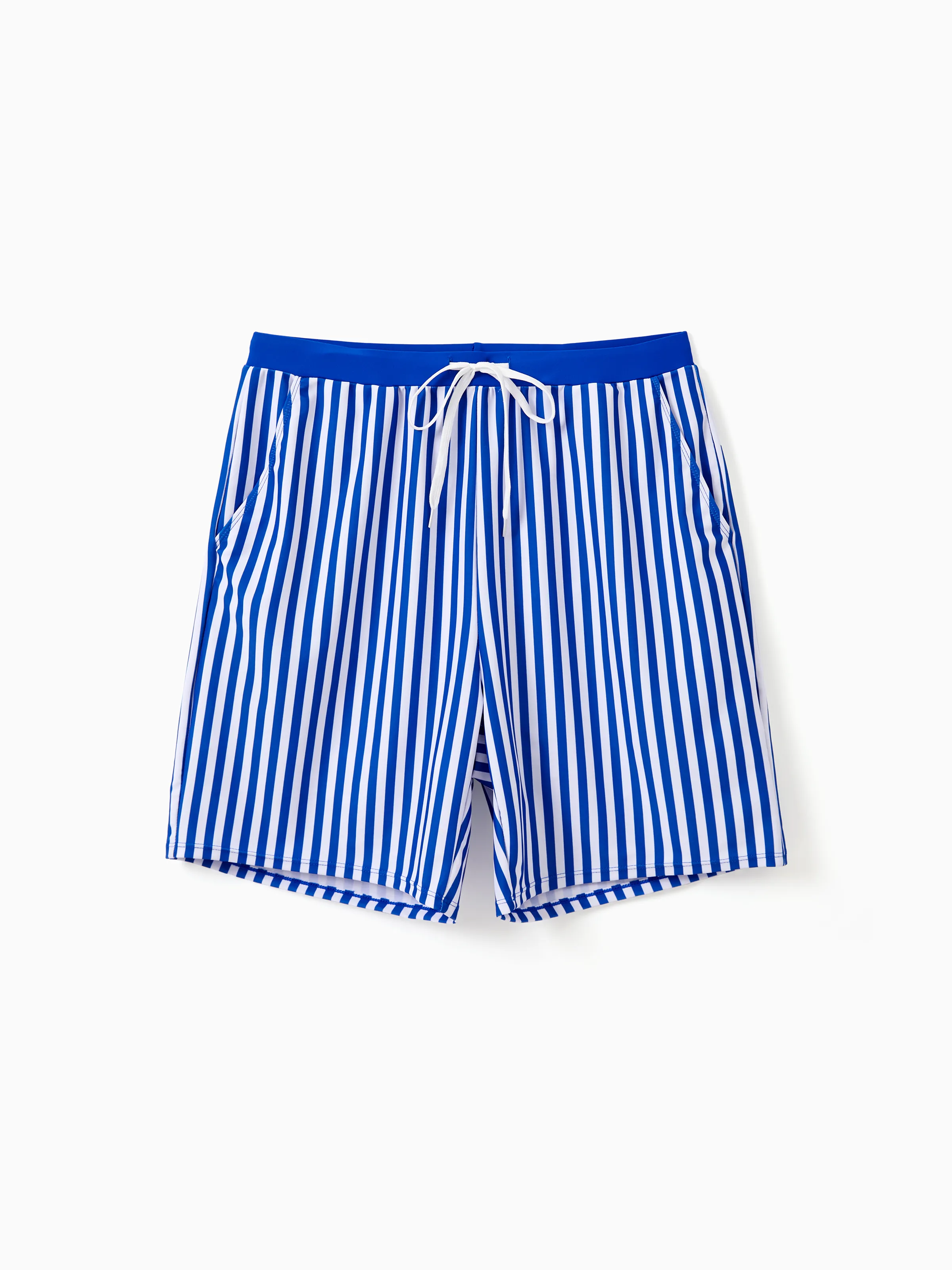 

Family Matching Blue Striped Swim Trunks or 2 Pieces Halter Tankini Swimsuit