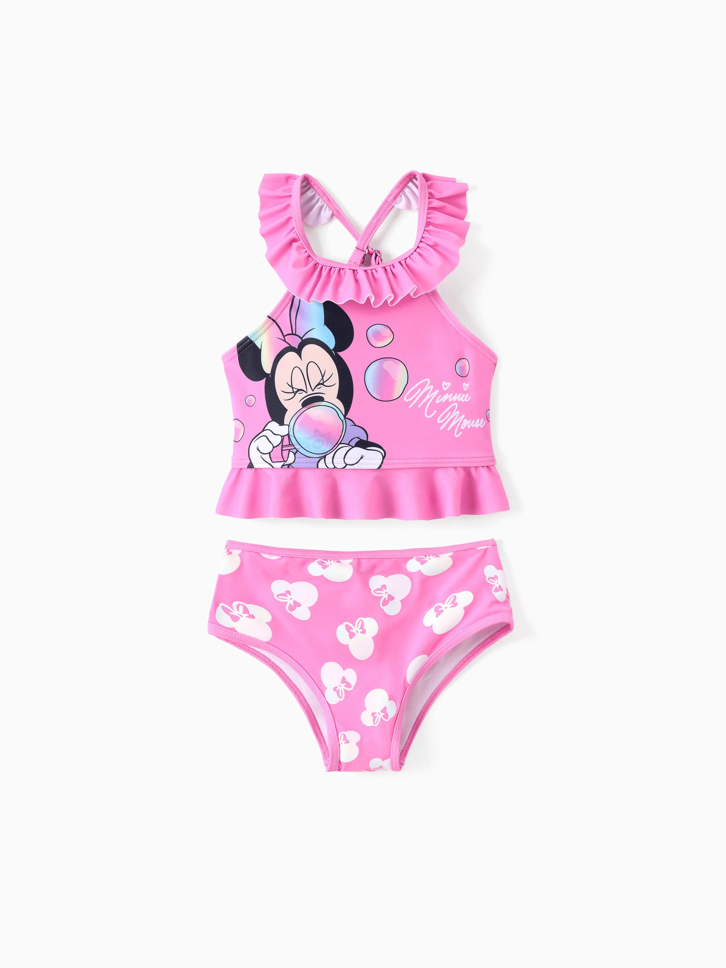 

Disney Mickey and Friends Baby/Toddler Girl 2pc Minnie Mouse Ruffled Off Shoulder Color Changing UPF50+ Swimsuit