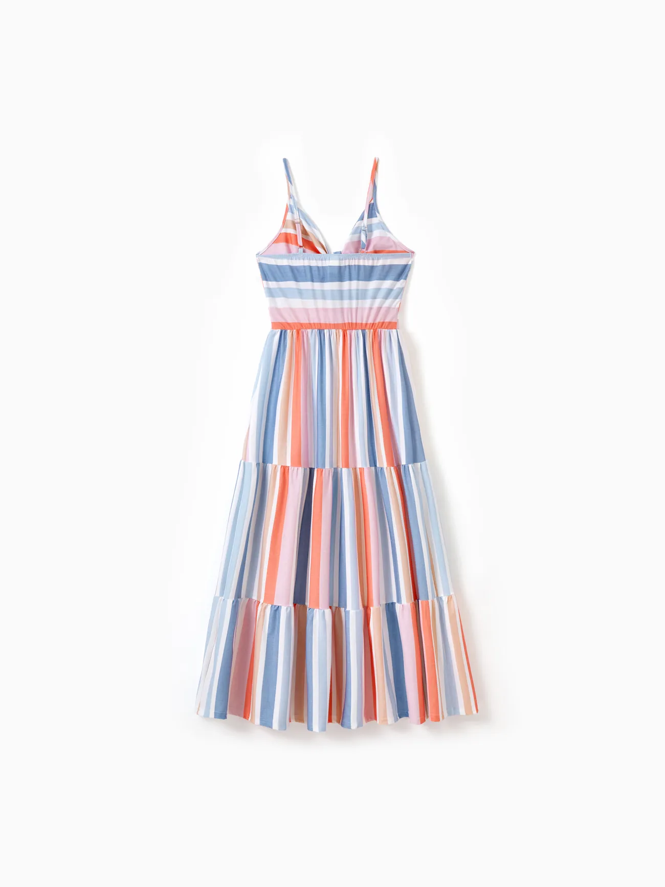 Women - Matching Family Outfits - Blue Short-sleeve Tee or Colorful Stripe Camisole Dress for Cruise/Resort/Casual - Multi-color - image 6