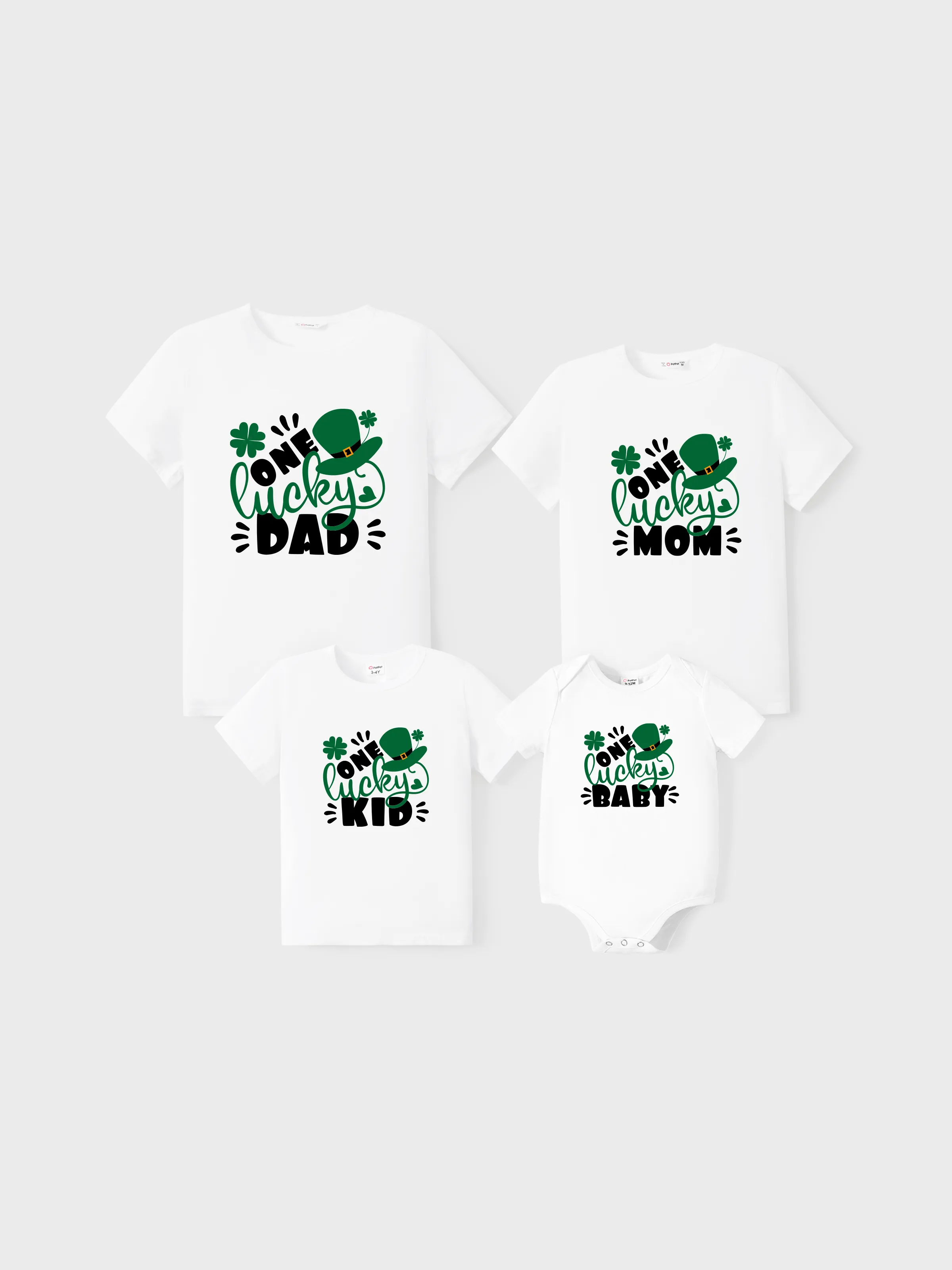 T-shirt en coton imprimé lettre assorti pour la famille de la Saint-Patrick