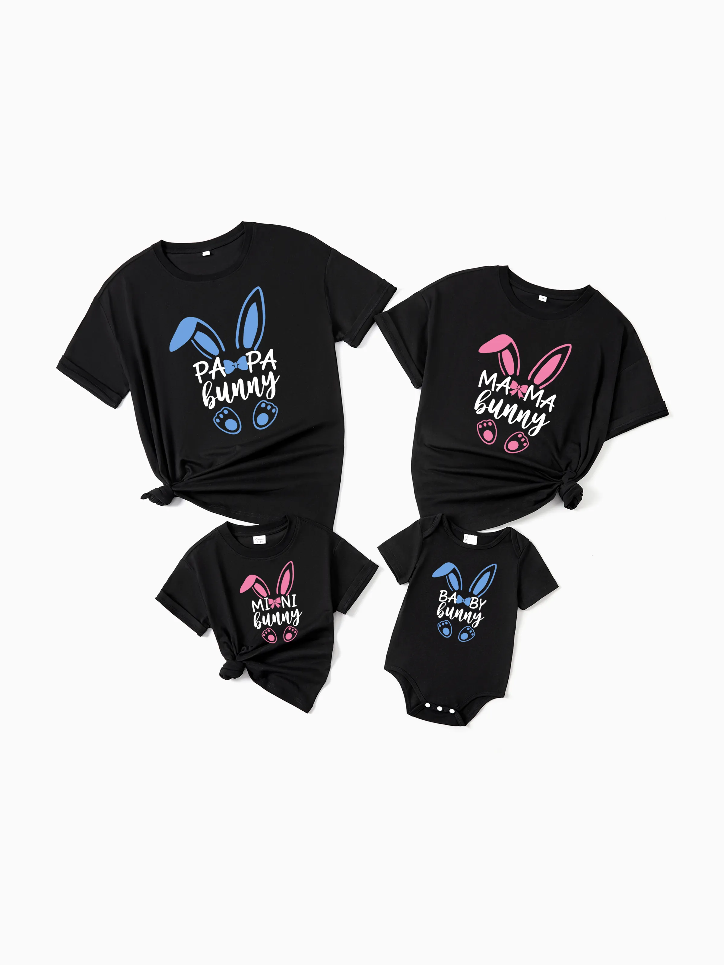 Easter Family Matching Cotton Tee Letter Rabbit Short-sleeve Top 