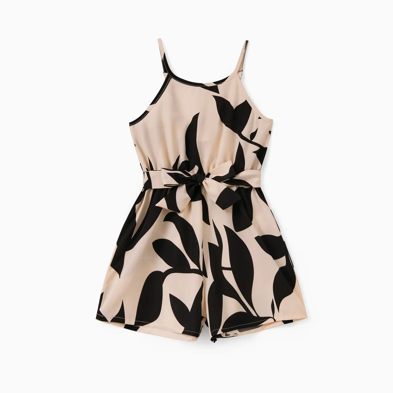 Family Matching Leaf Print Halter Belted Romper / Jumpsuit for Mommy and Me