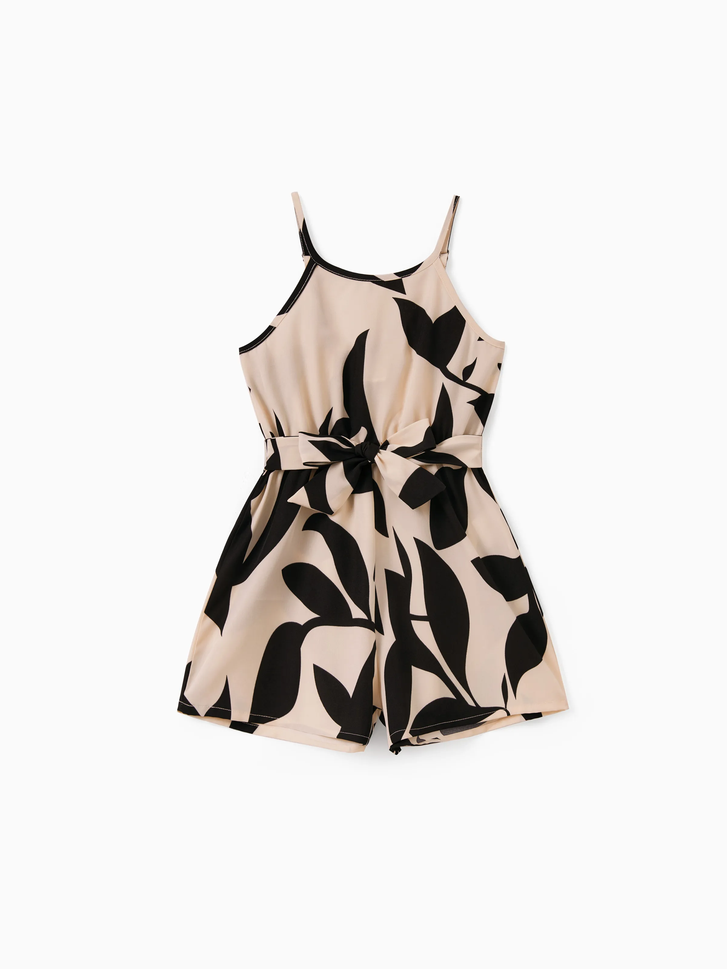 

Family Matching Leaf Print Halter Belted Romper / Jumpsuit for Mommy and Me