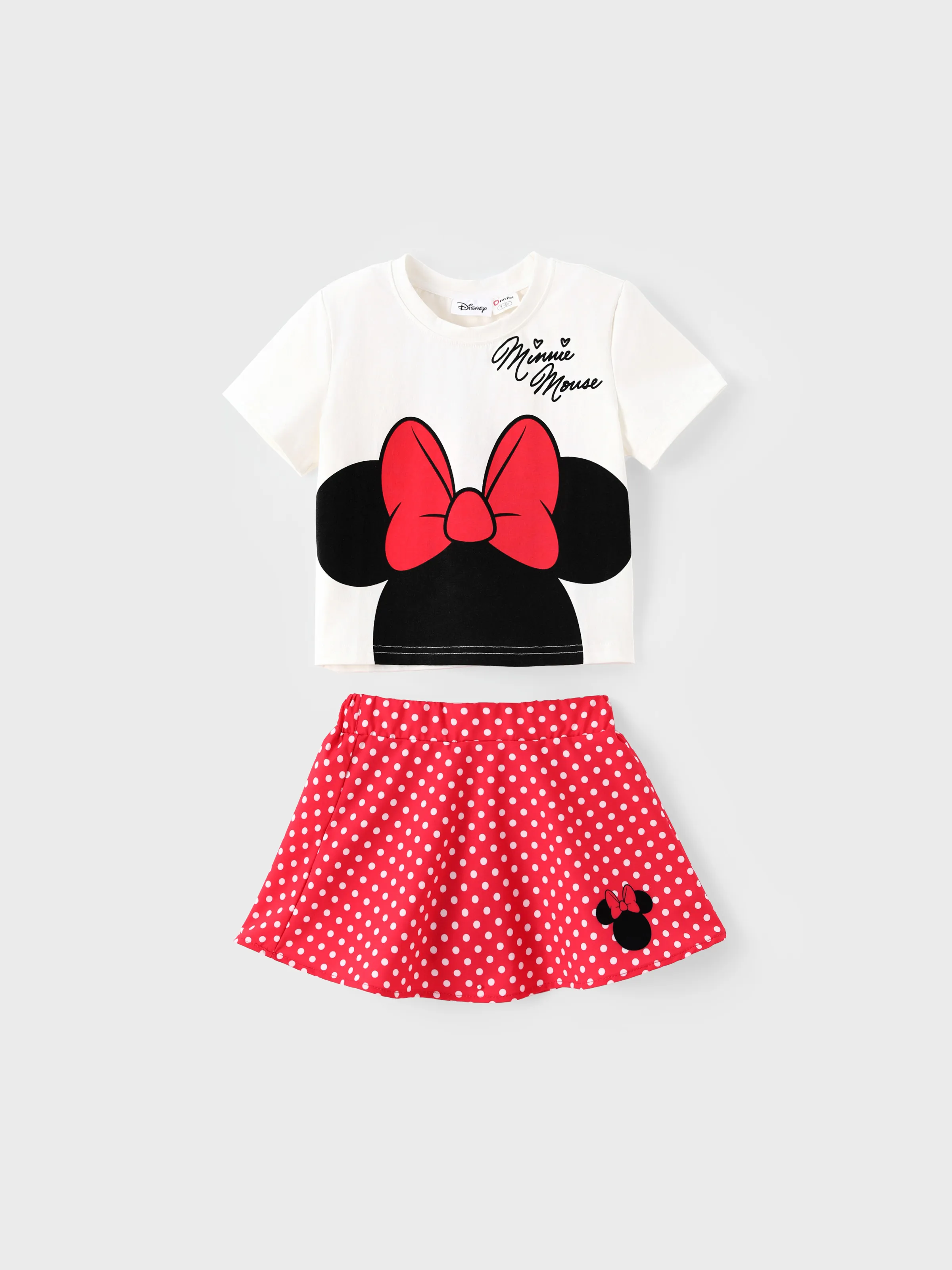 

Disney Mickey and Friends Family matching Cotton Minnie Mouse Polka dots Short-sleeve Top And Skirt Set /T-shirt