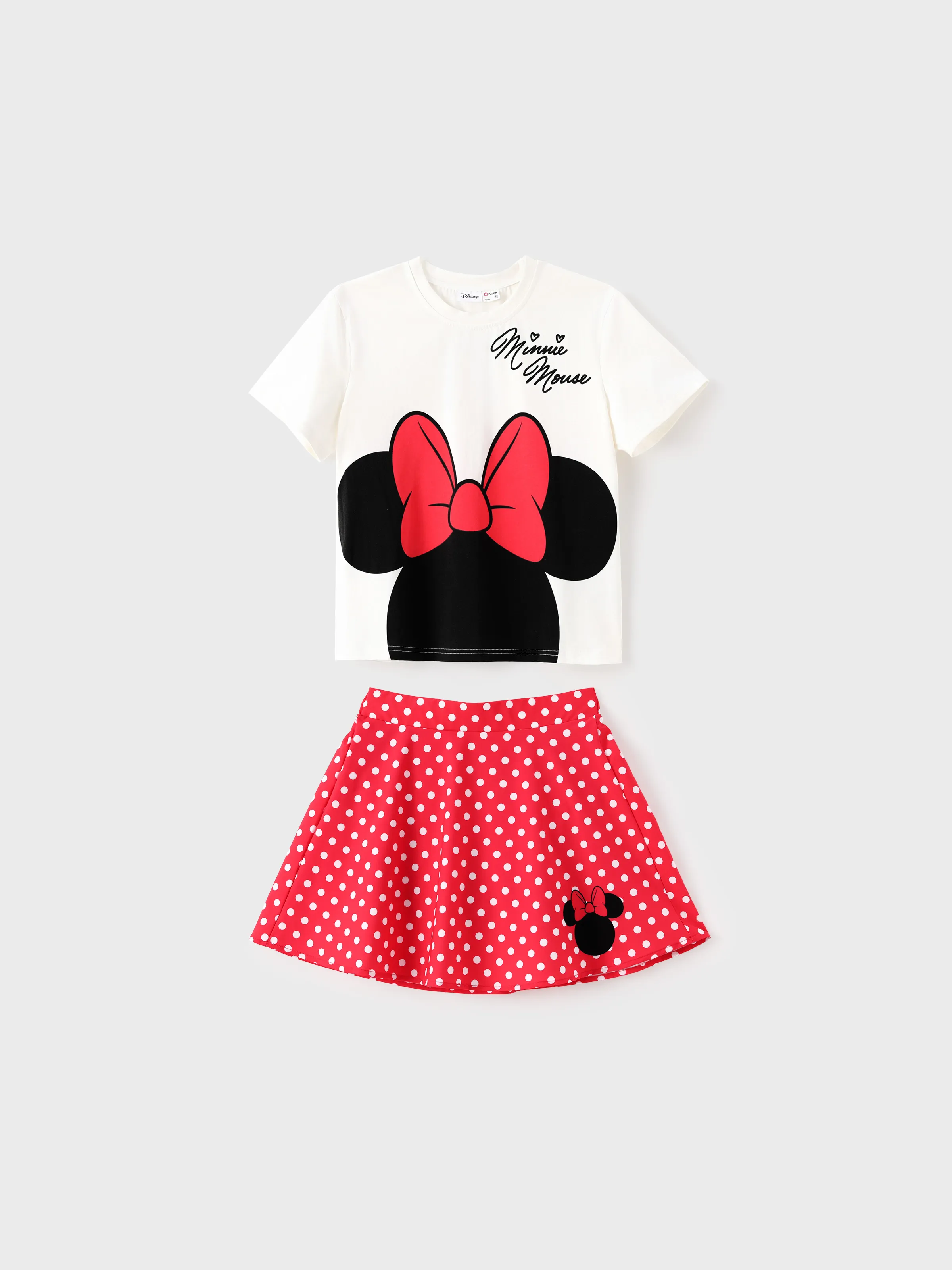 

Disney Mickey and Friends Family matching Cotton Minnie Mouse Polka dots Short-sleeve Top And Skirt Set /T-shirt