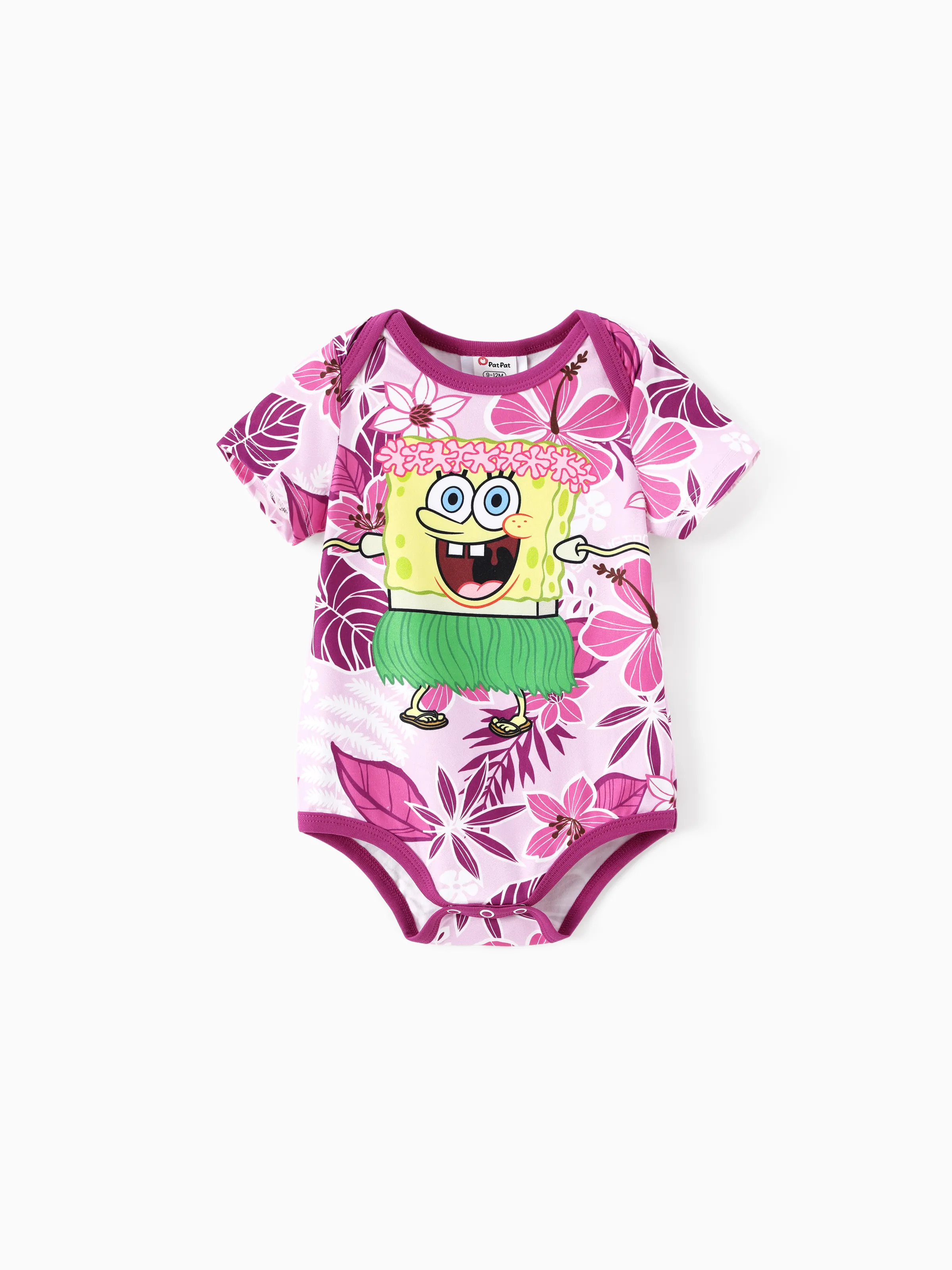 

SpongeBob SquarePants Family matching Hawaii Style Floral Print Short-sleeve Reversible Dresse/Onesie／Shirt