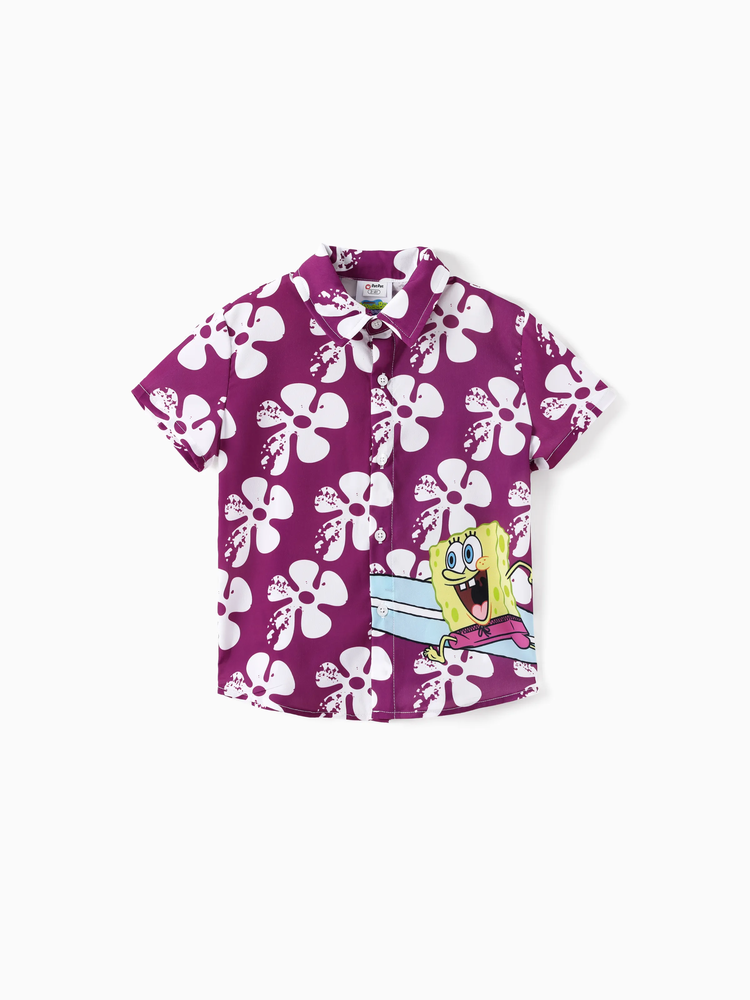 

SpongeBob SquarePants Family matching Hawaii Style Floral Print Short-sleeve Reversible Dresse/Onesie／Shirt