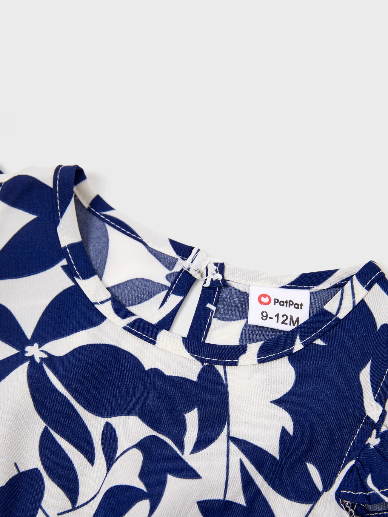Baby Girl - Family Matching Blue Colorblock Tee or Leaf Print Smocking Puff-sleeve Dress Set - Blue - image 14