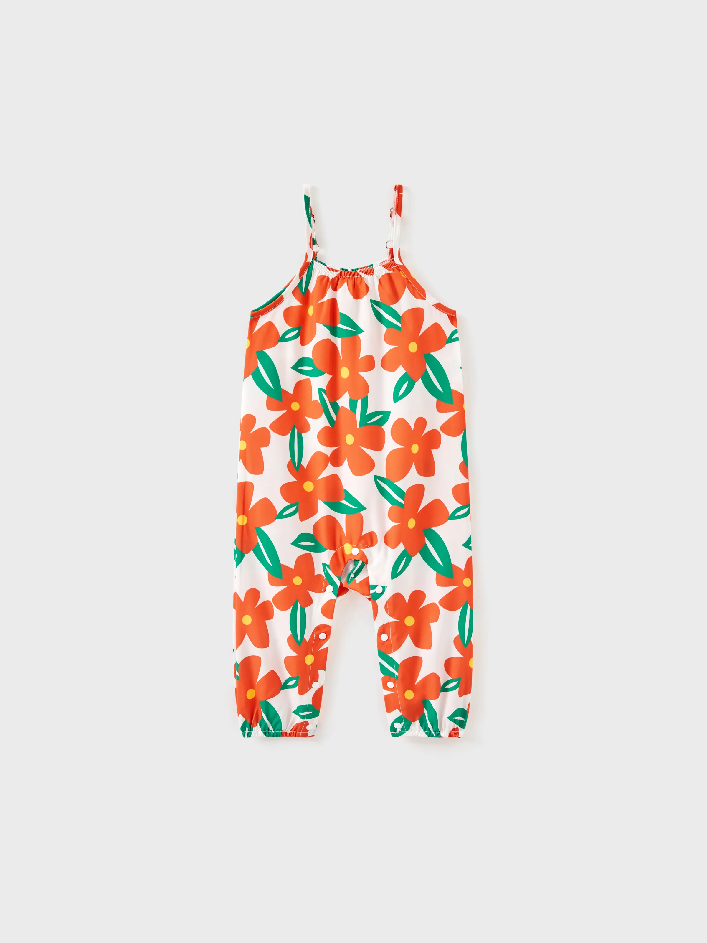 Baby Girl Sweet Floral Print Hanging Strap Jumpsuit