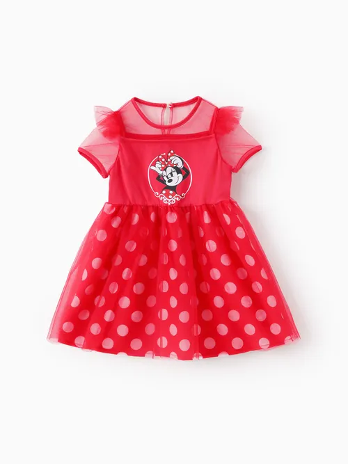 

Disney Mickey and Friends Toddler Girl 1pc Minnie Mouse Polka dots Short-sleeve Tulle Dress