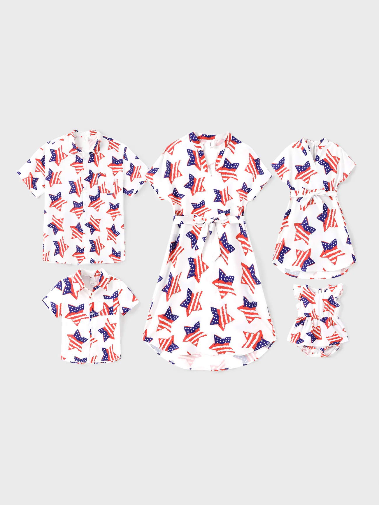 White 4th of July Family Outfits – Star Flag Print - White - image 1