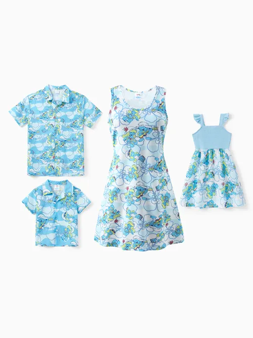 

The Smurfs Family matching 1pc Character Floral Pattern Shirt Or Sleeveless dress