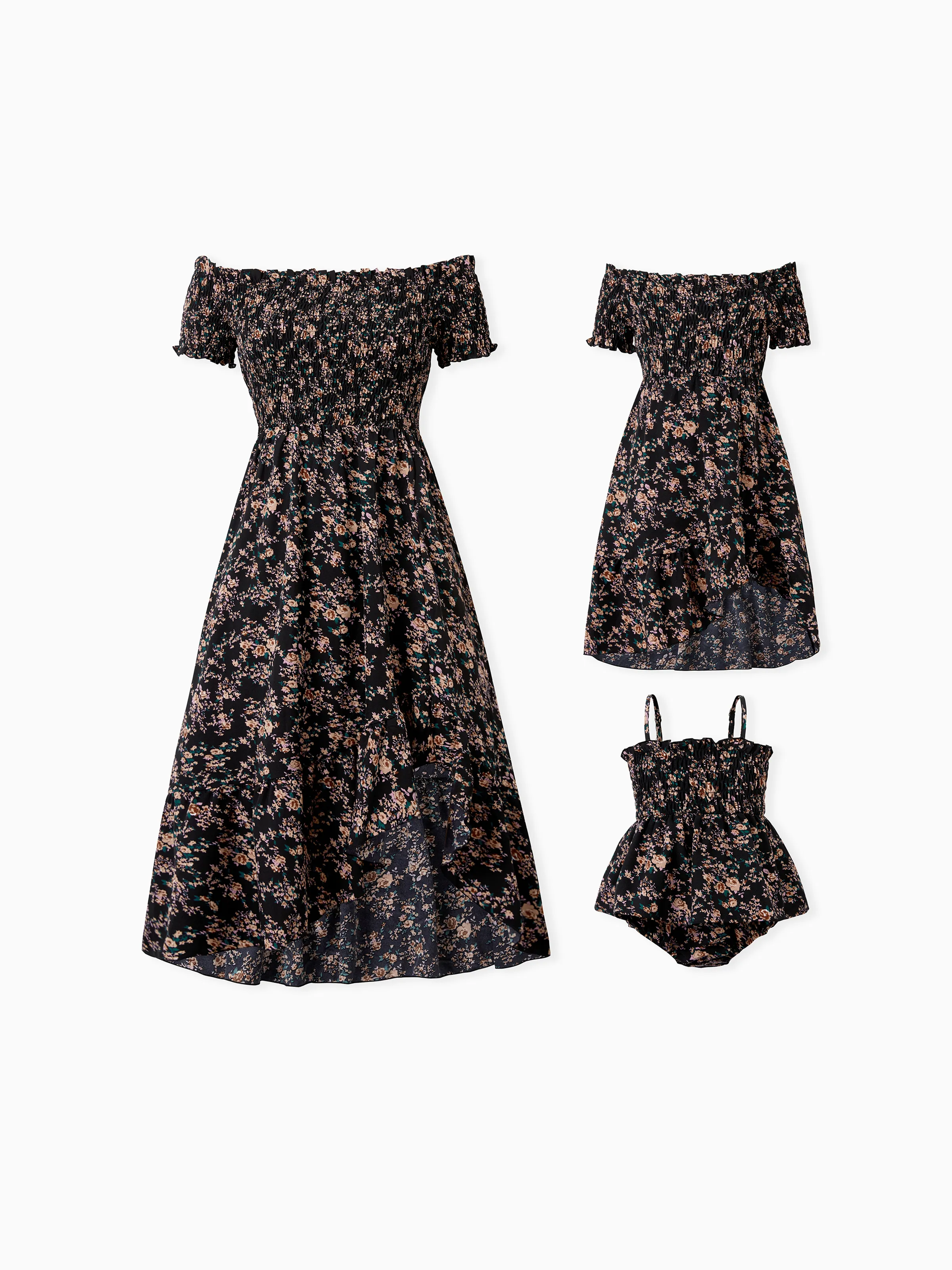 

Matching Family Dresses - Black Floral Shirred Off Shoulder Dress for Mommy Me