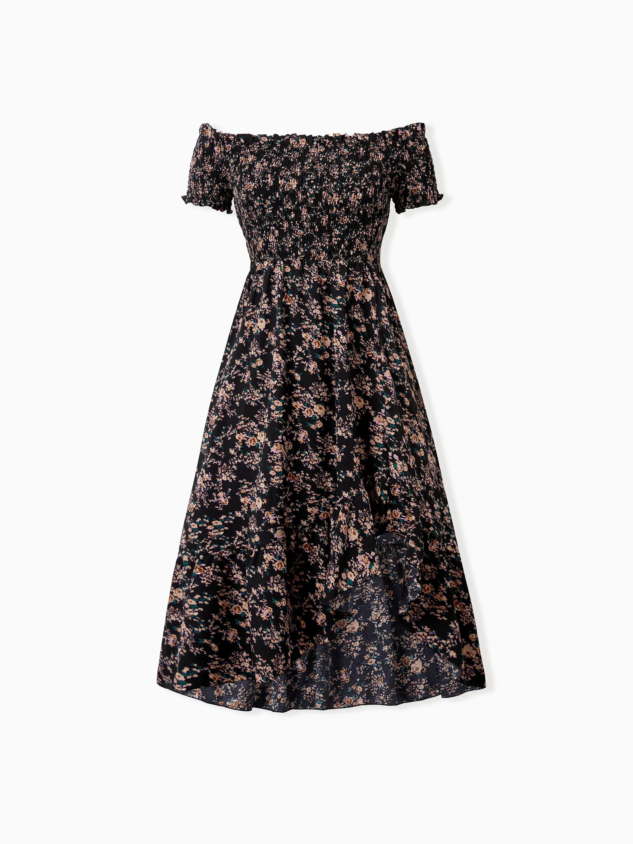 

Matching Family Dresses - Black Floral Shirred Off Shoulder Dress for Mommy Me