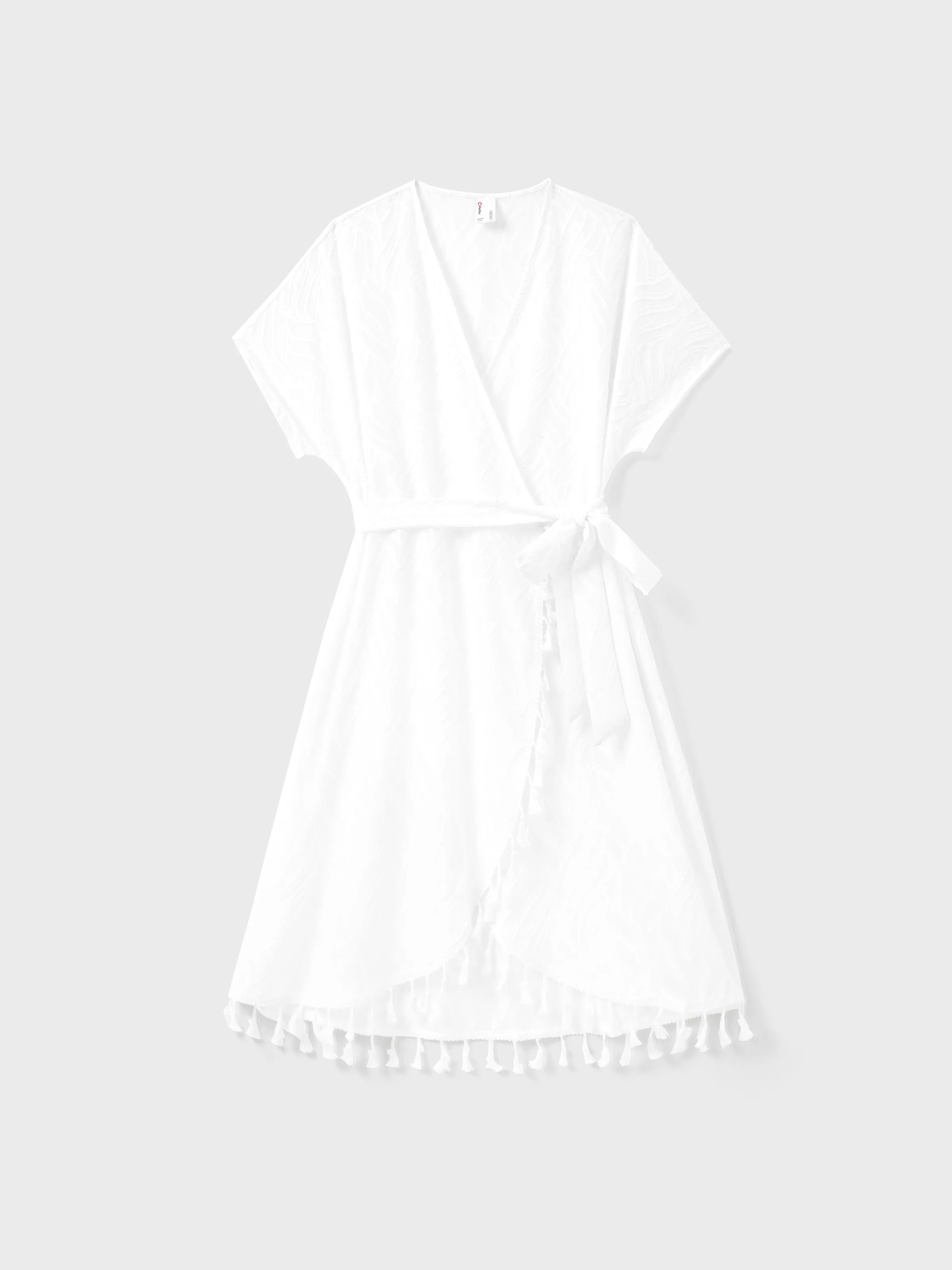 

Mommy and Me Swimwear Pure White Tasseled Cover up Dress