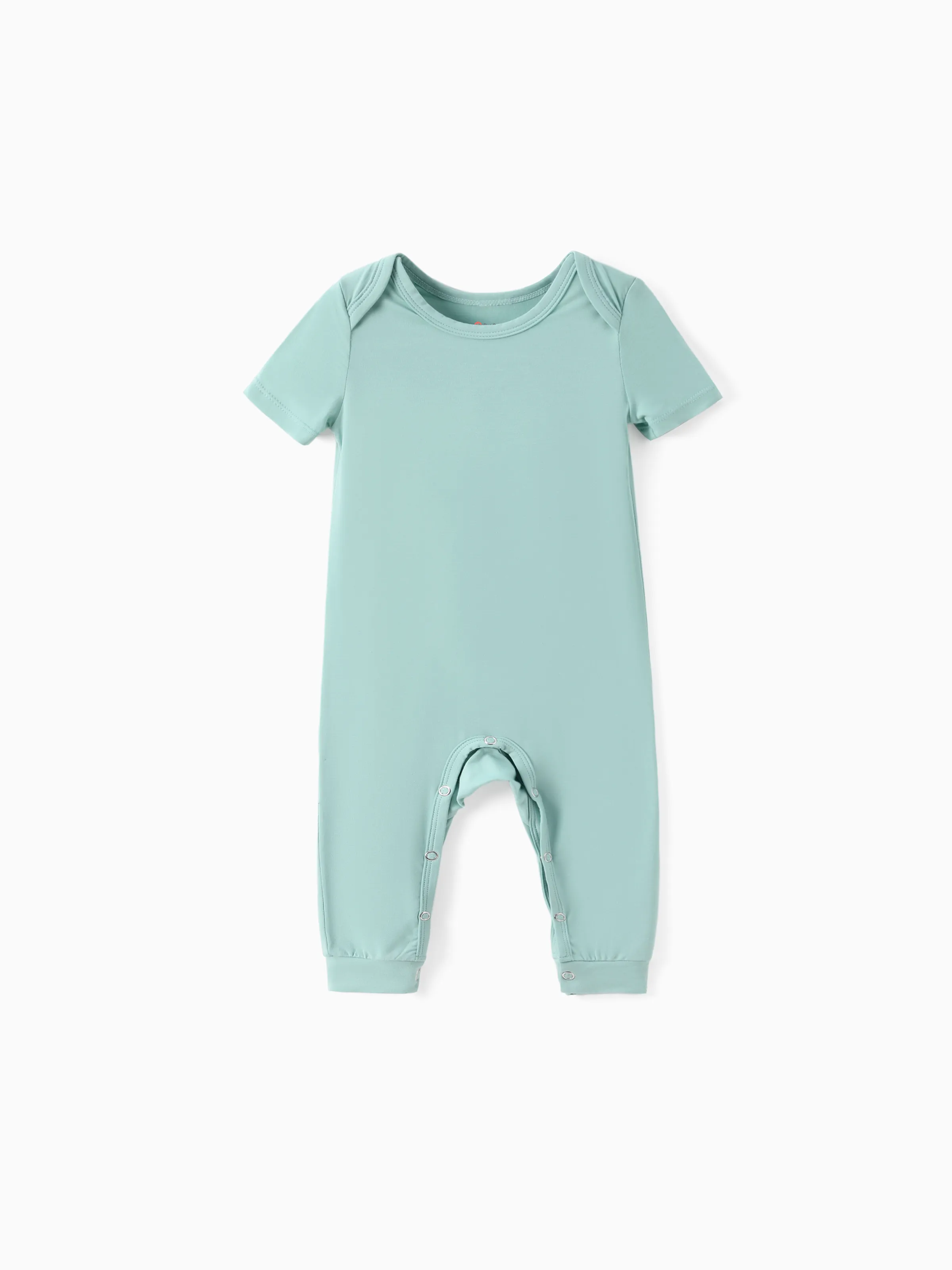 

Bamboo Viscose Family Matching Solid Color Green Short Sleeve Pajama Set (Snug-Fitting for Children‘s Size)