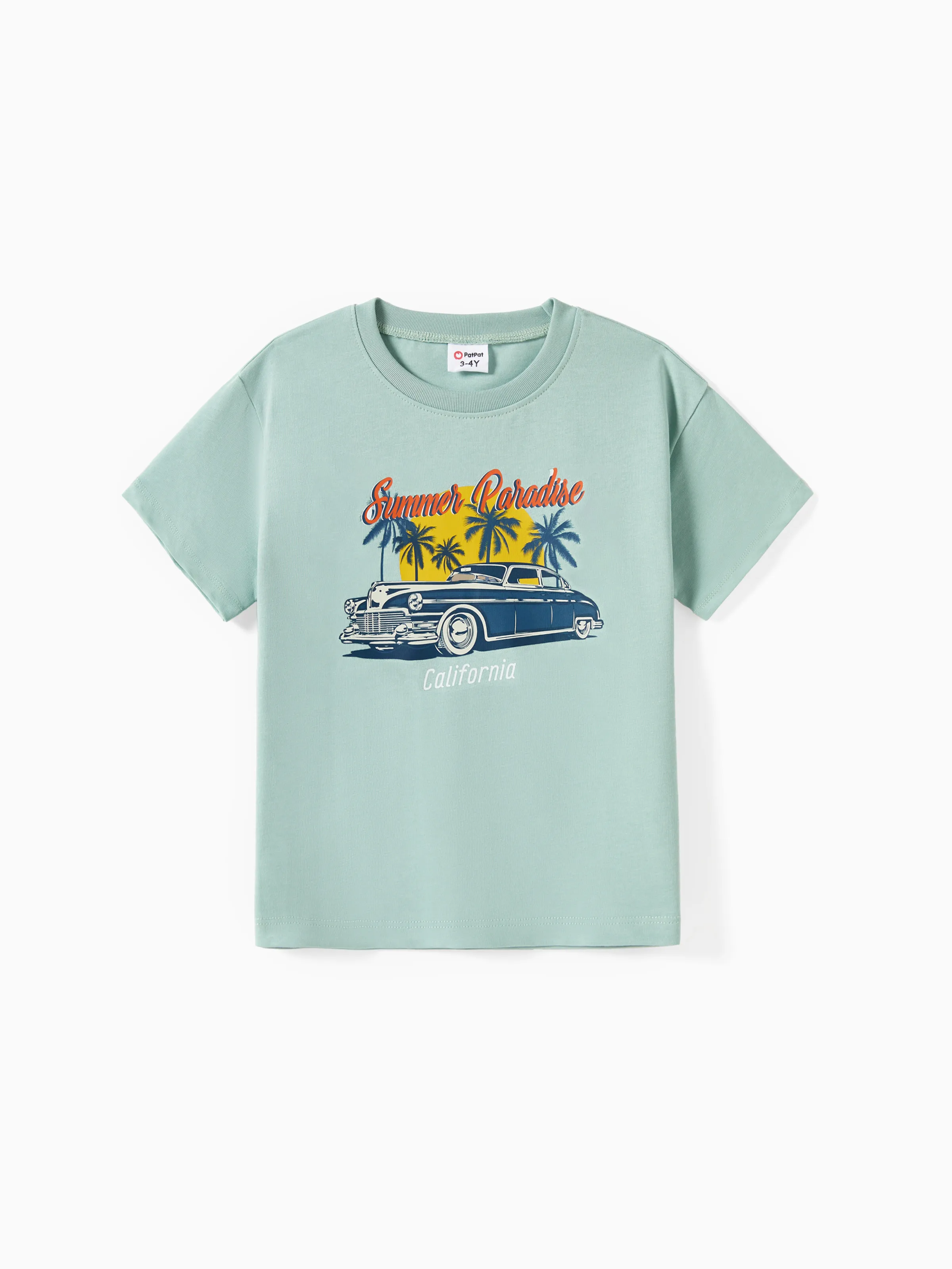 Camiseta gráfica de manga corta de coche vintage 100% algodón a juego con la familia