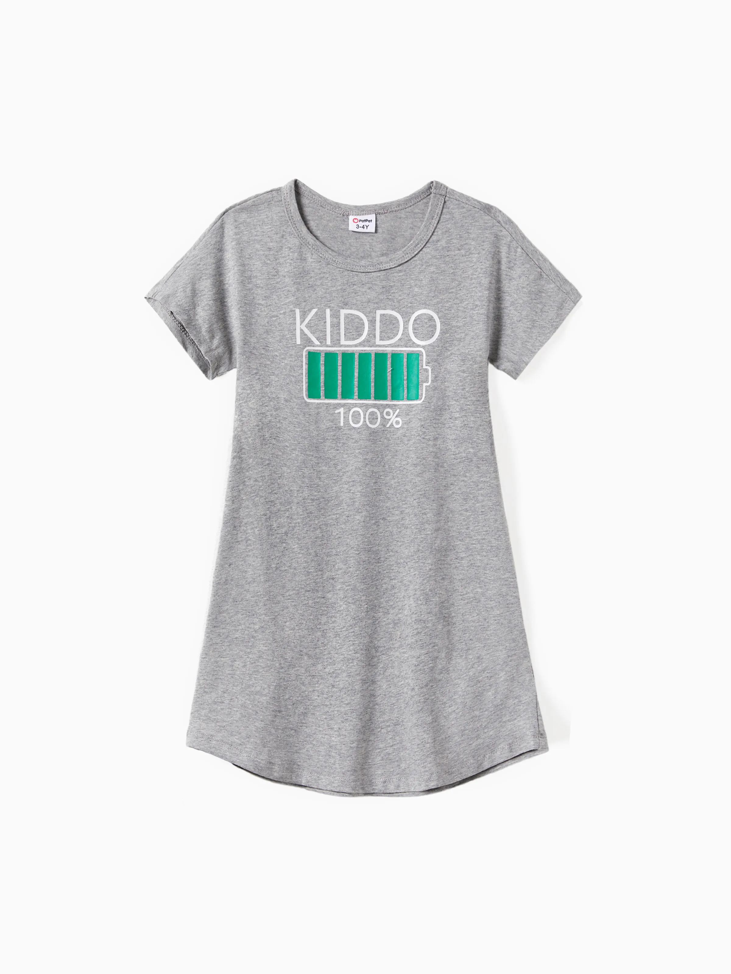

Family Matching Funny Battery Tee and A-Line Cotton Dress with Pocket Sets