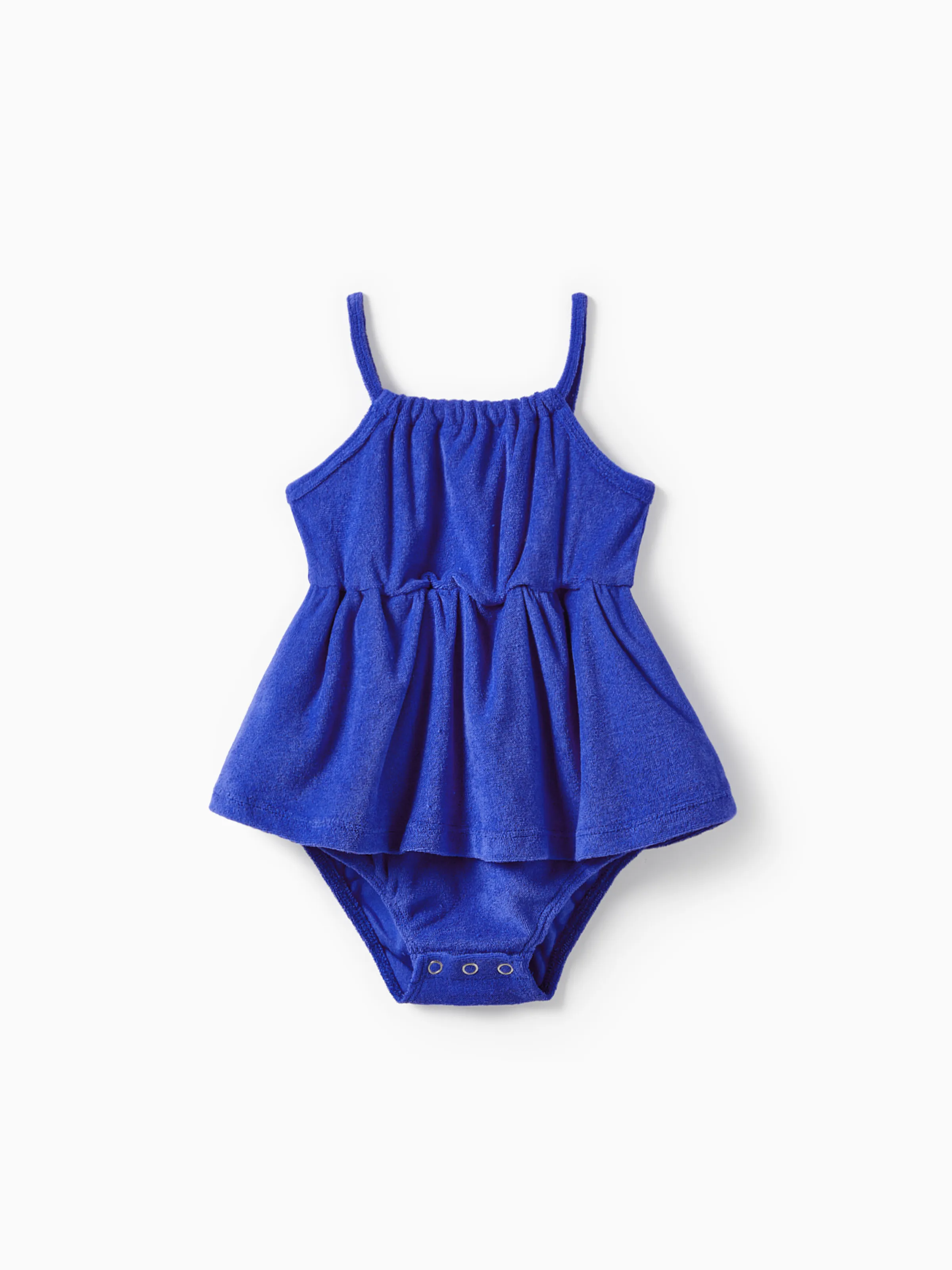 

Mommy and Me Blue Terry Pleated Strap Dress