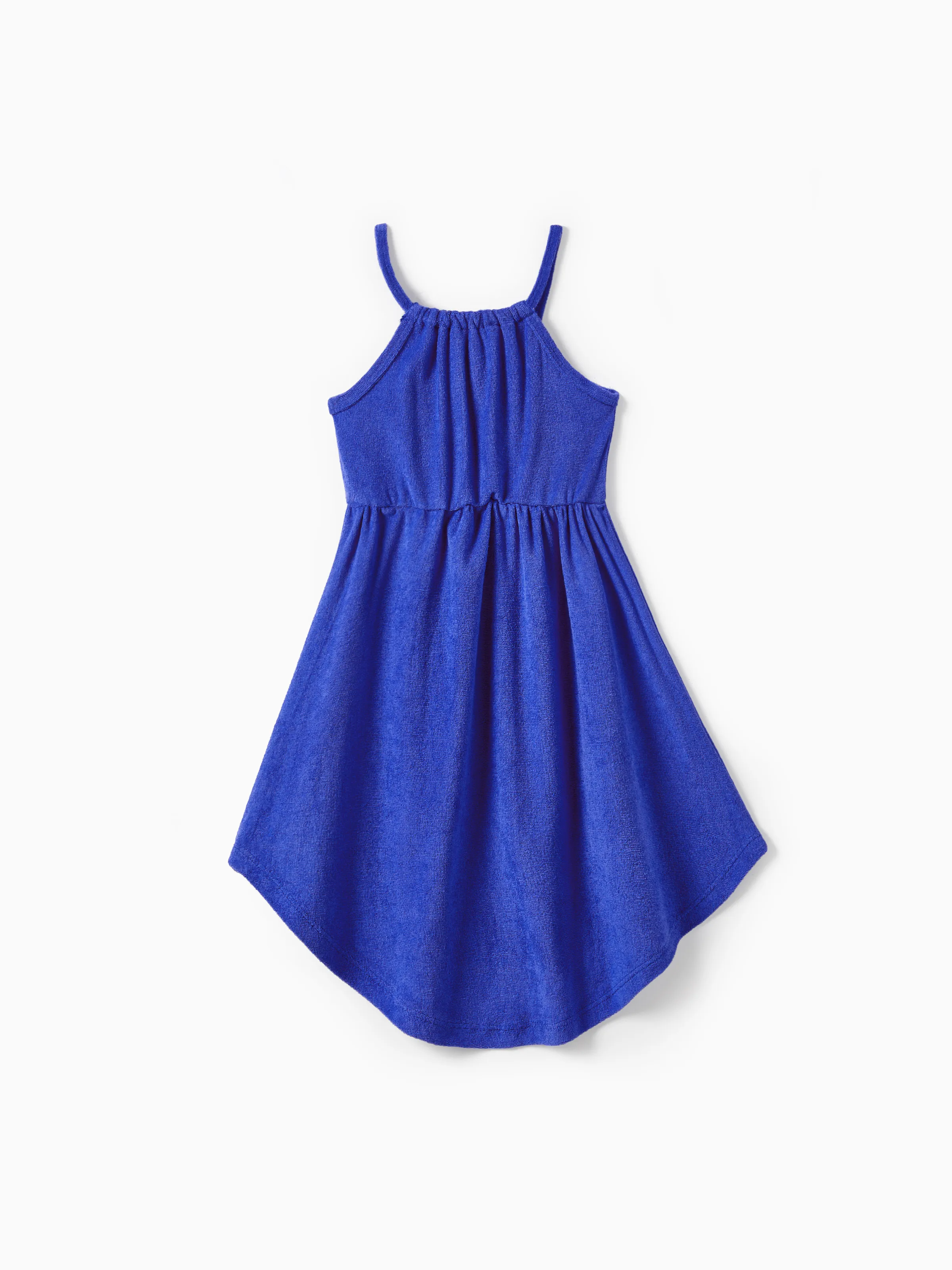 

Mommy and Me Blue Terry Pleated Strap Dress