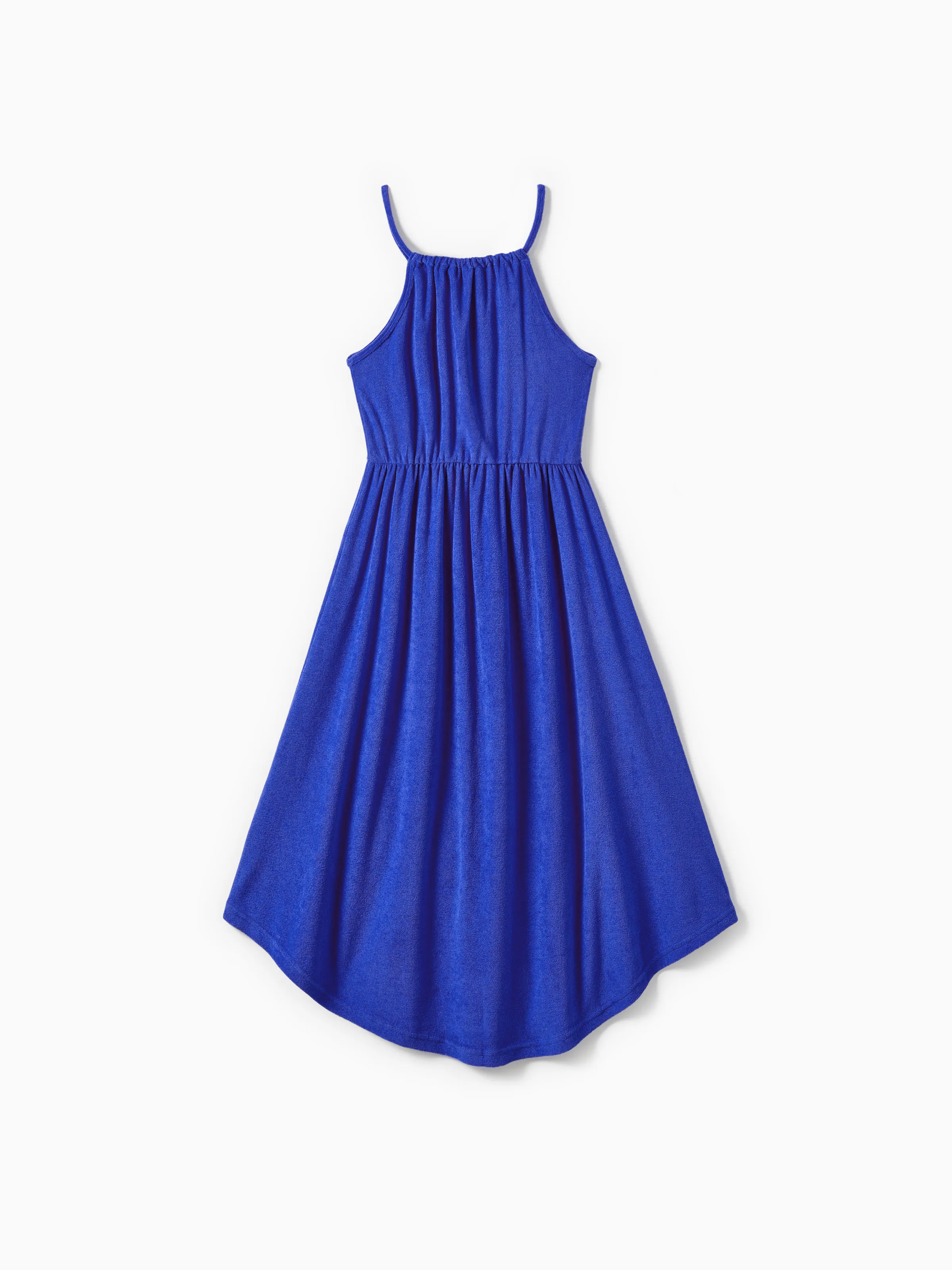 

Mommy and Me Blue Terry Pleated Strap Dress