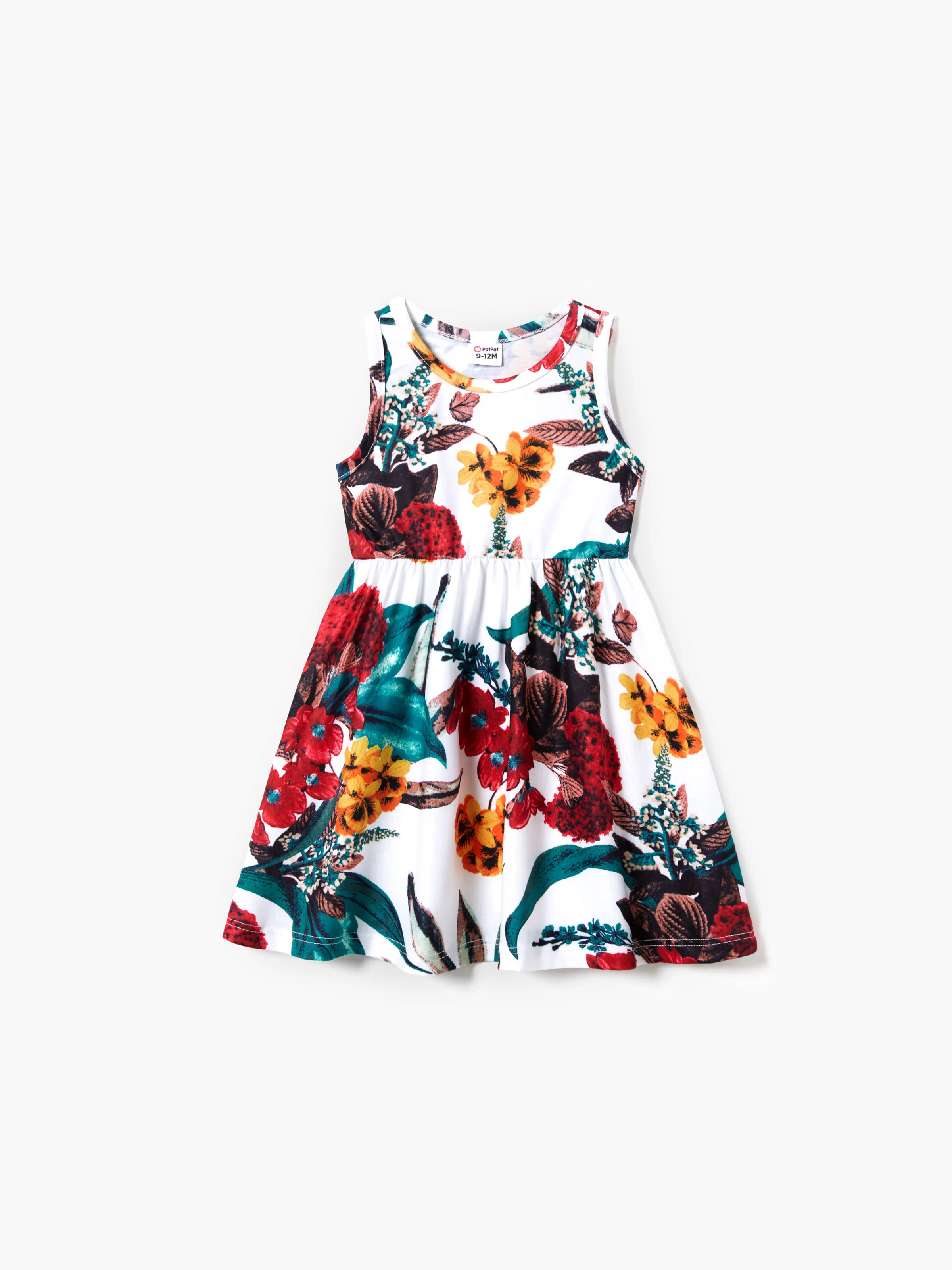 

Family Matching Colorblock T-Shirt and Floral Tank Top Splicing Dress Sets