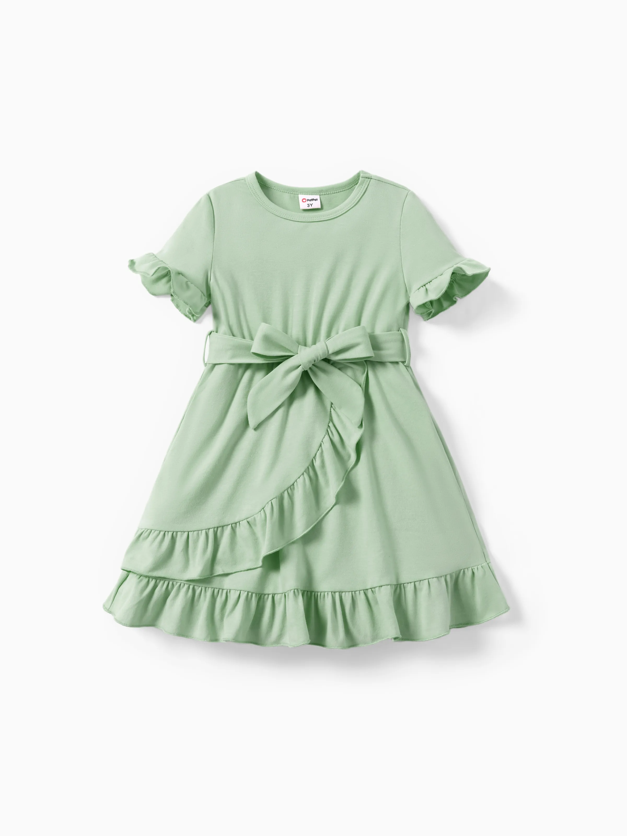 

Toddler/Kid Girl Casual Solid/Printed Ruffled Dress