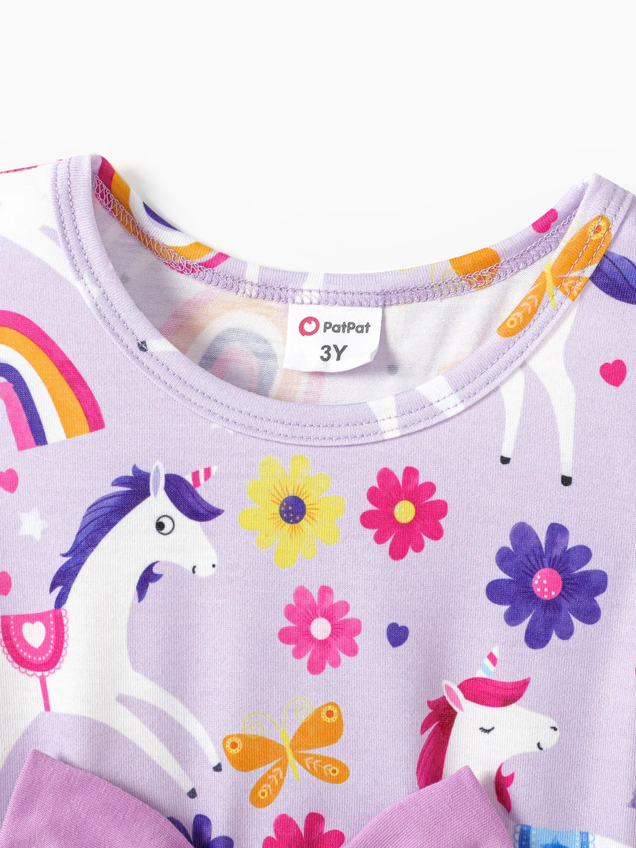 Purple - Toddler Girl Floral Print Bowknot Sleeveless Dress - image 3