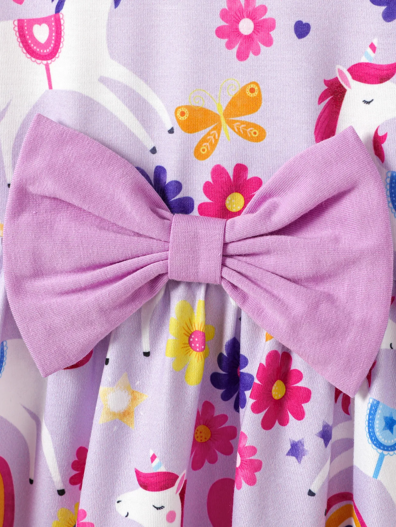 Purple - Toddler Girl Floral Print Bowknot Sleeveless Dress - image 4