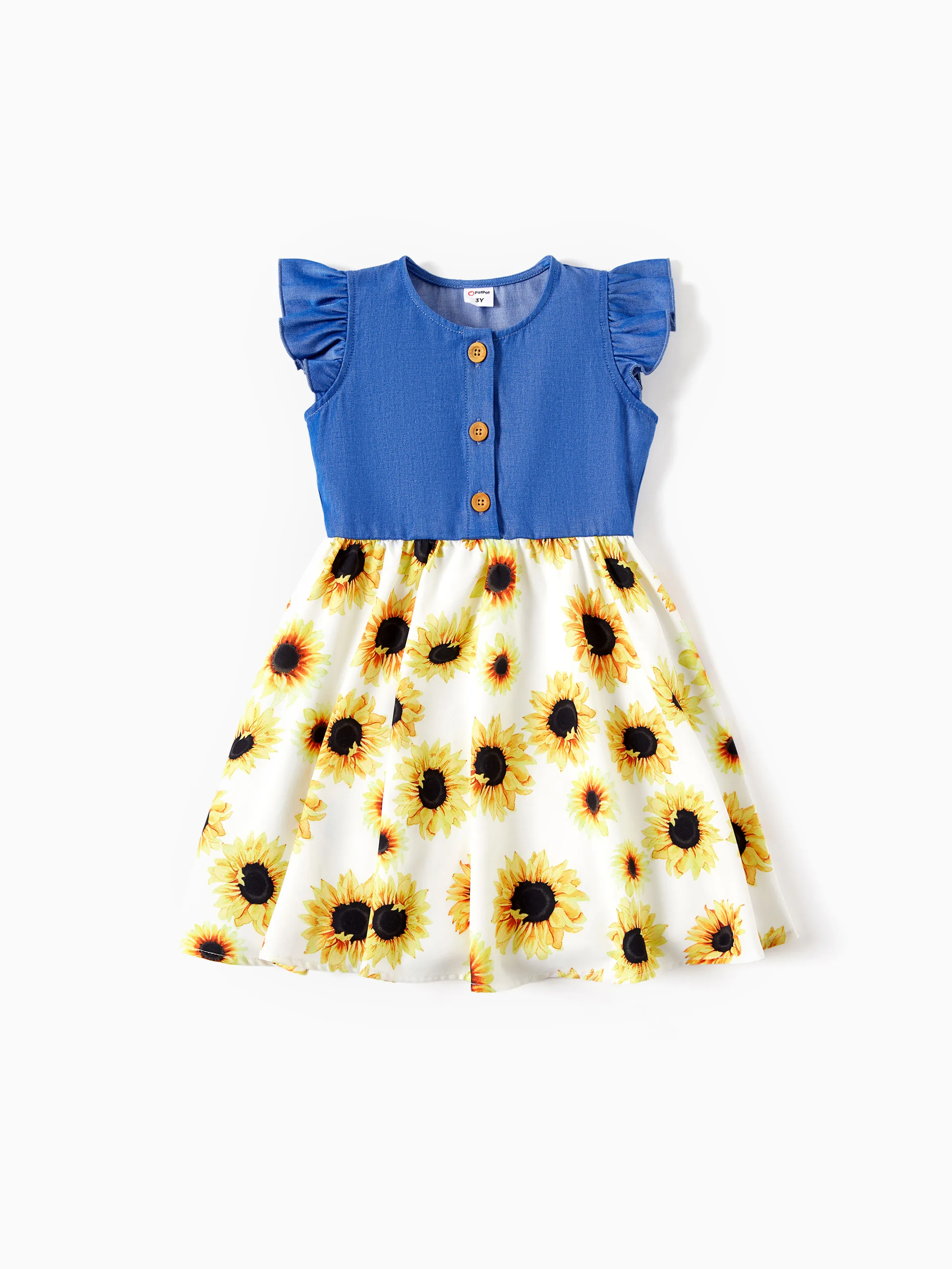 

Toddler/Kid Girl Sweet Colorblock Floral Print Dress