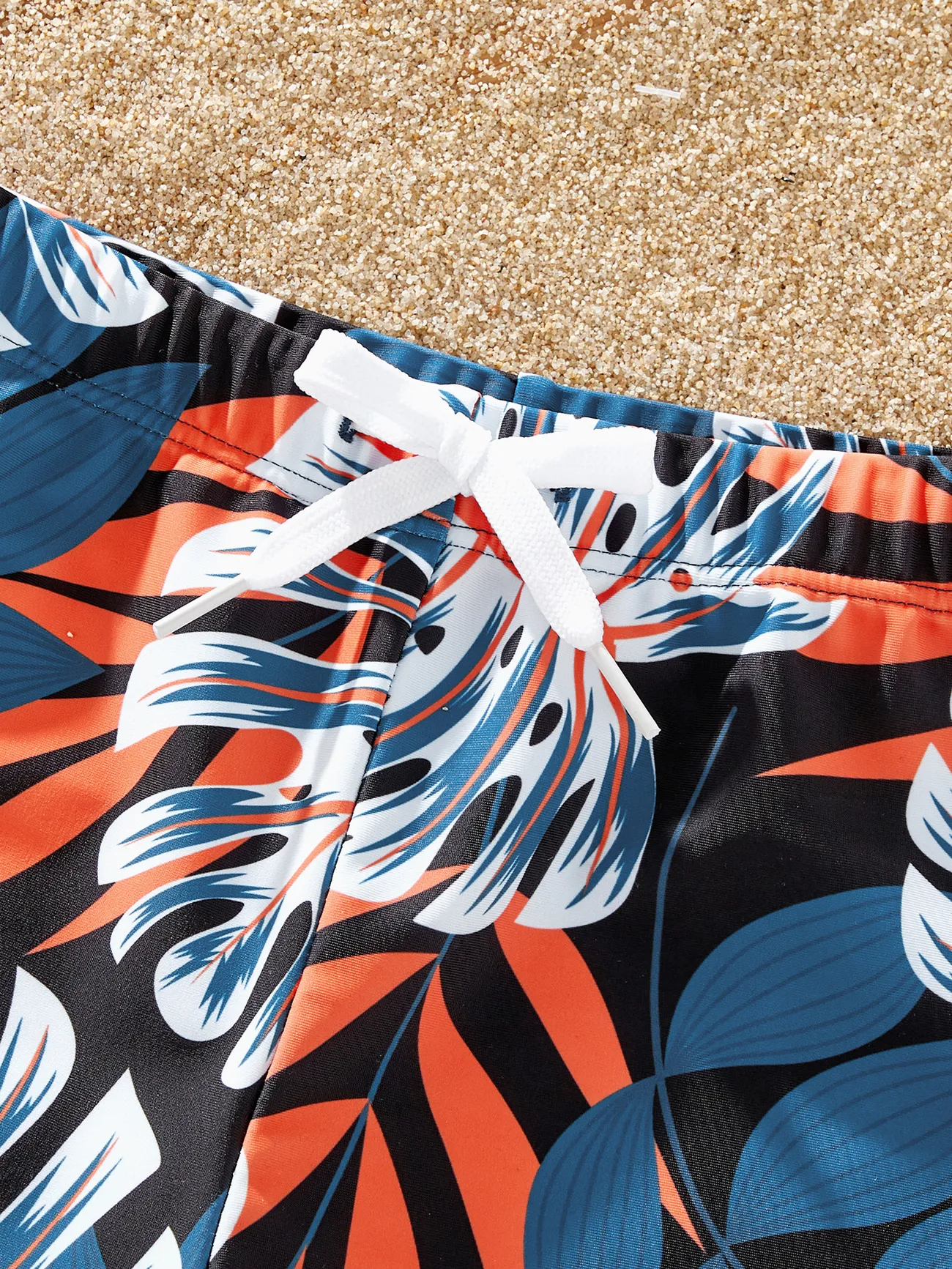 Boy - Matching Family Swimsuits One-piece with Palm Leaf Print - Blue - image 12