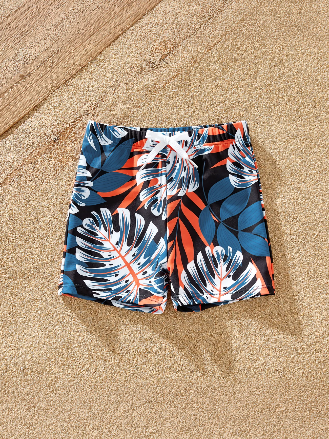 Boy - Matching Family Swimsuits One-piece with Palm Leaf Print - Blue - image 11