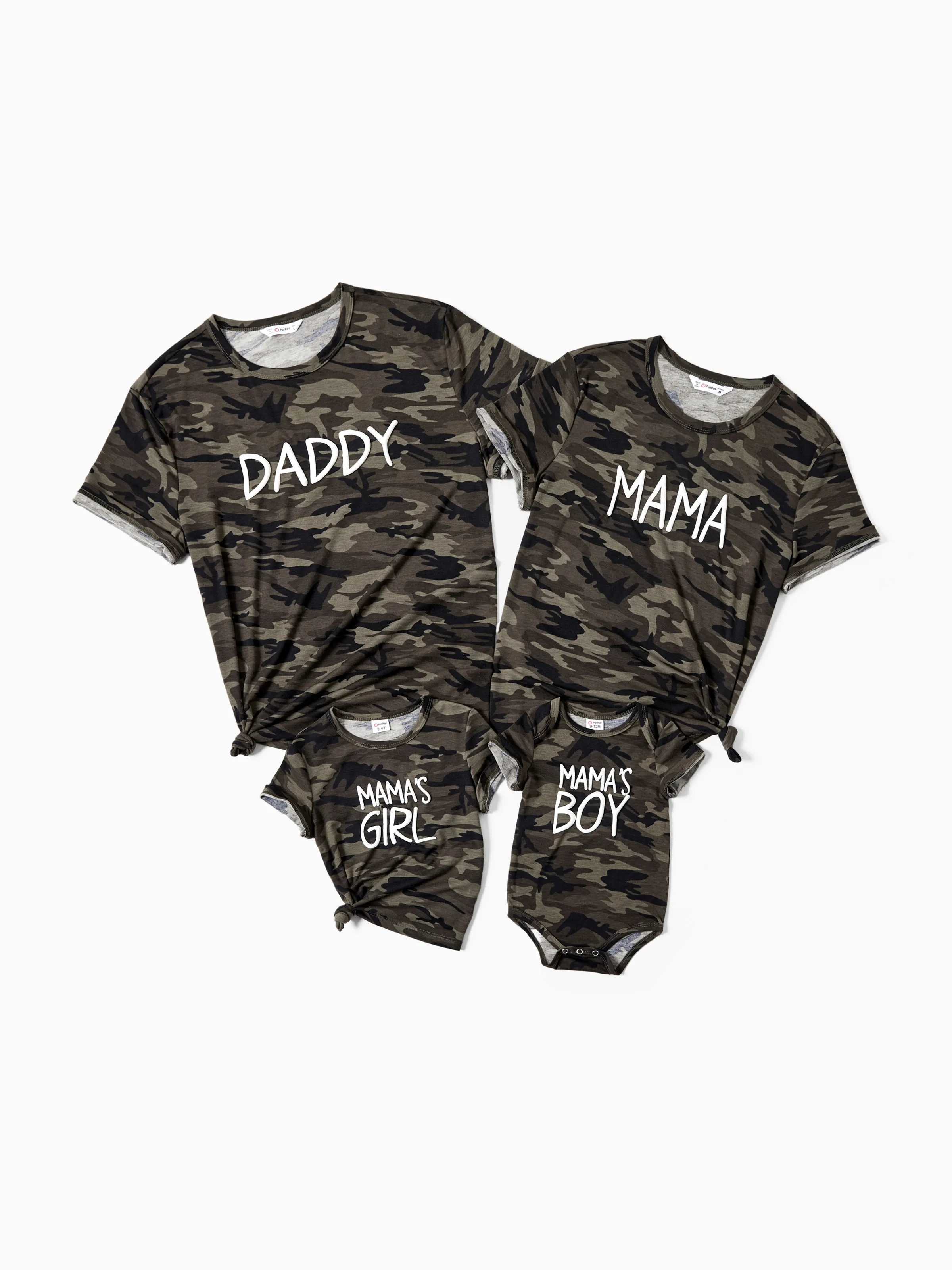 

Family Matching Camo Letter Printed Short Sleeves Tops