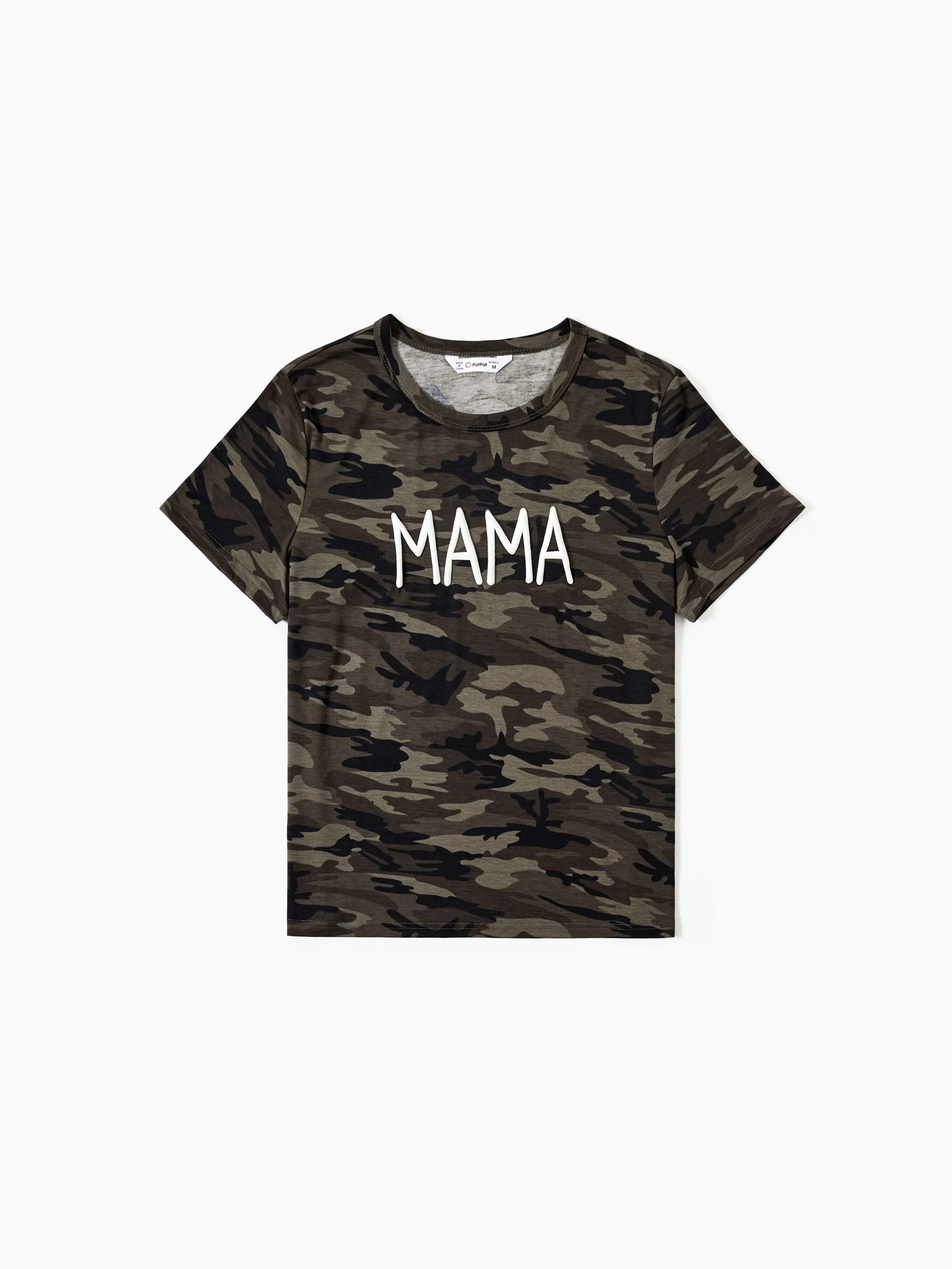 

Family Matching Camo Letter Printed Short Sleeves Tops