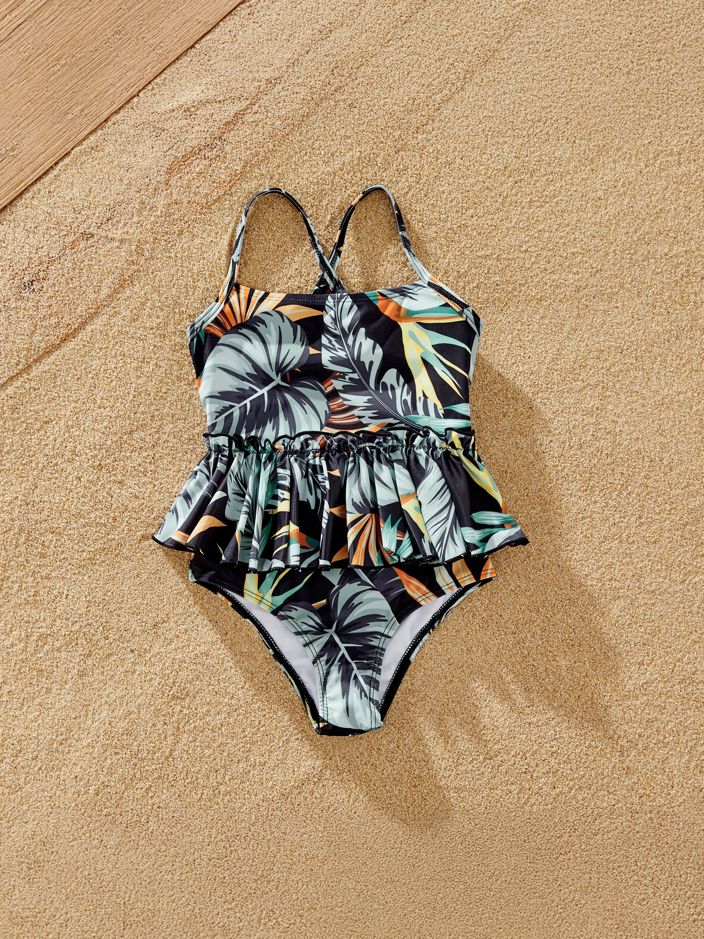 

Family Matching Floral Drawstring Swim Trunks or One-Shoulder Side Drawstring Swimsuit