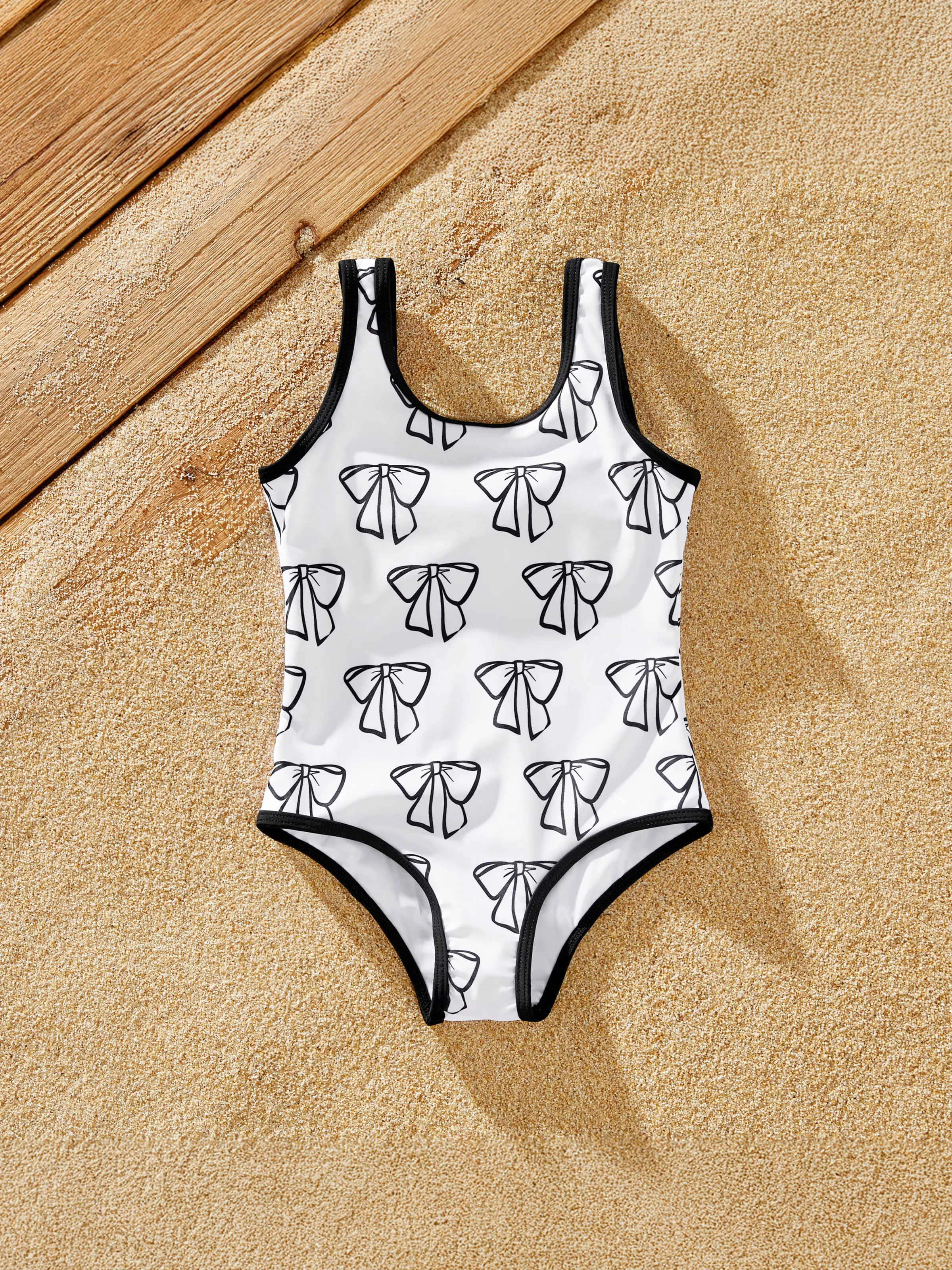 

Family Matching Letter Printed Drawstring Swim Trunks or Bow Pattern Strap Swimsuit