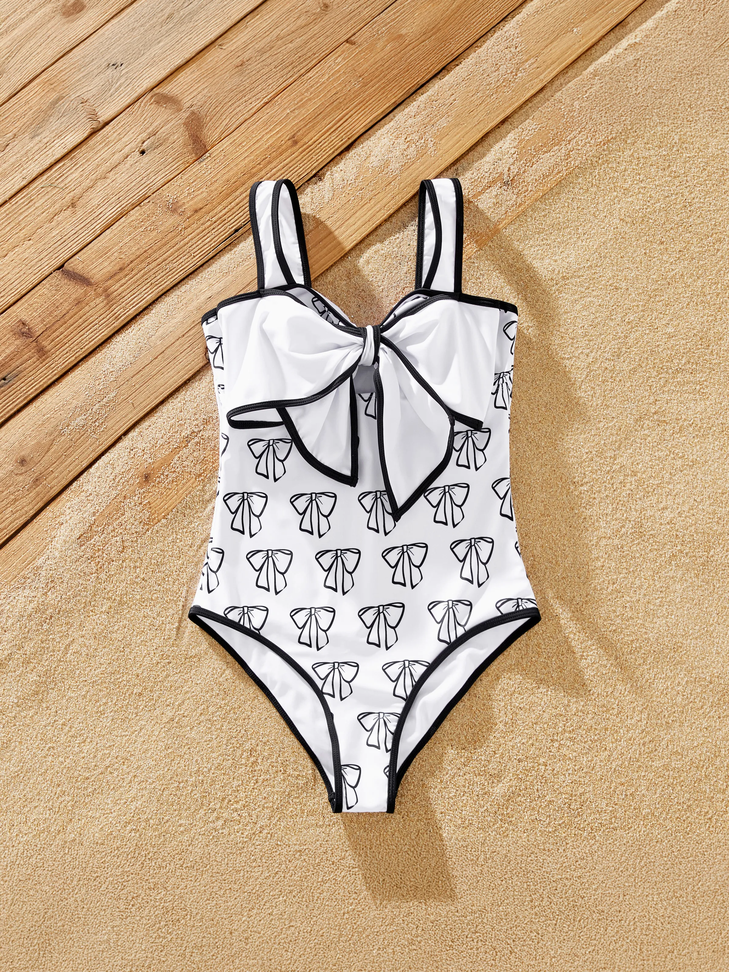 

Family Matching Letter Printed Drawstring Swim Trunks or Bow Pattern Strap Swimsuit