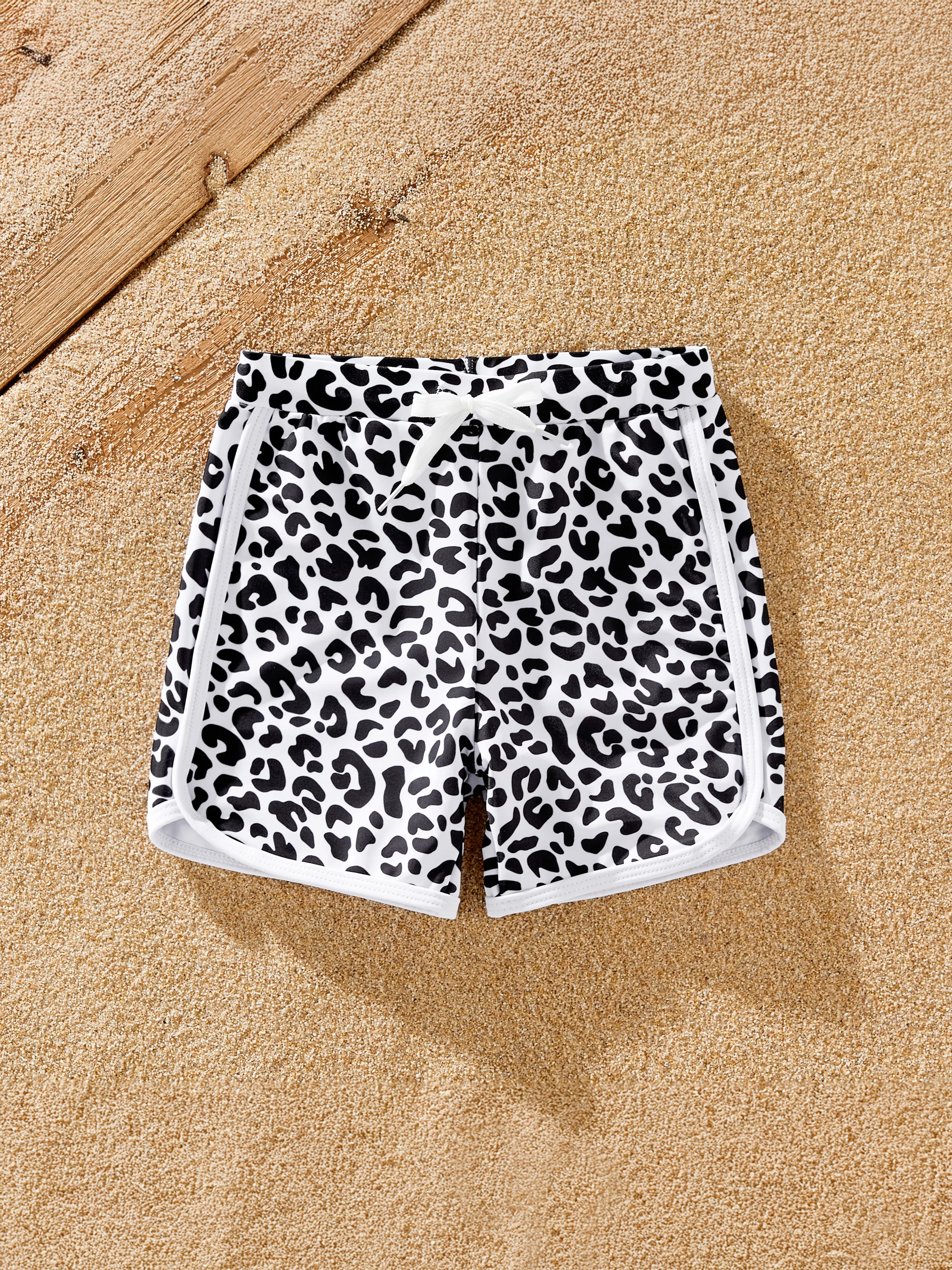 

Family Matching Leopard Printed Swim Trunks or Twist Knot High-Waist Swimsuit