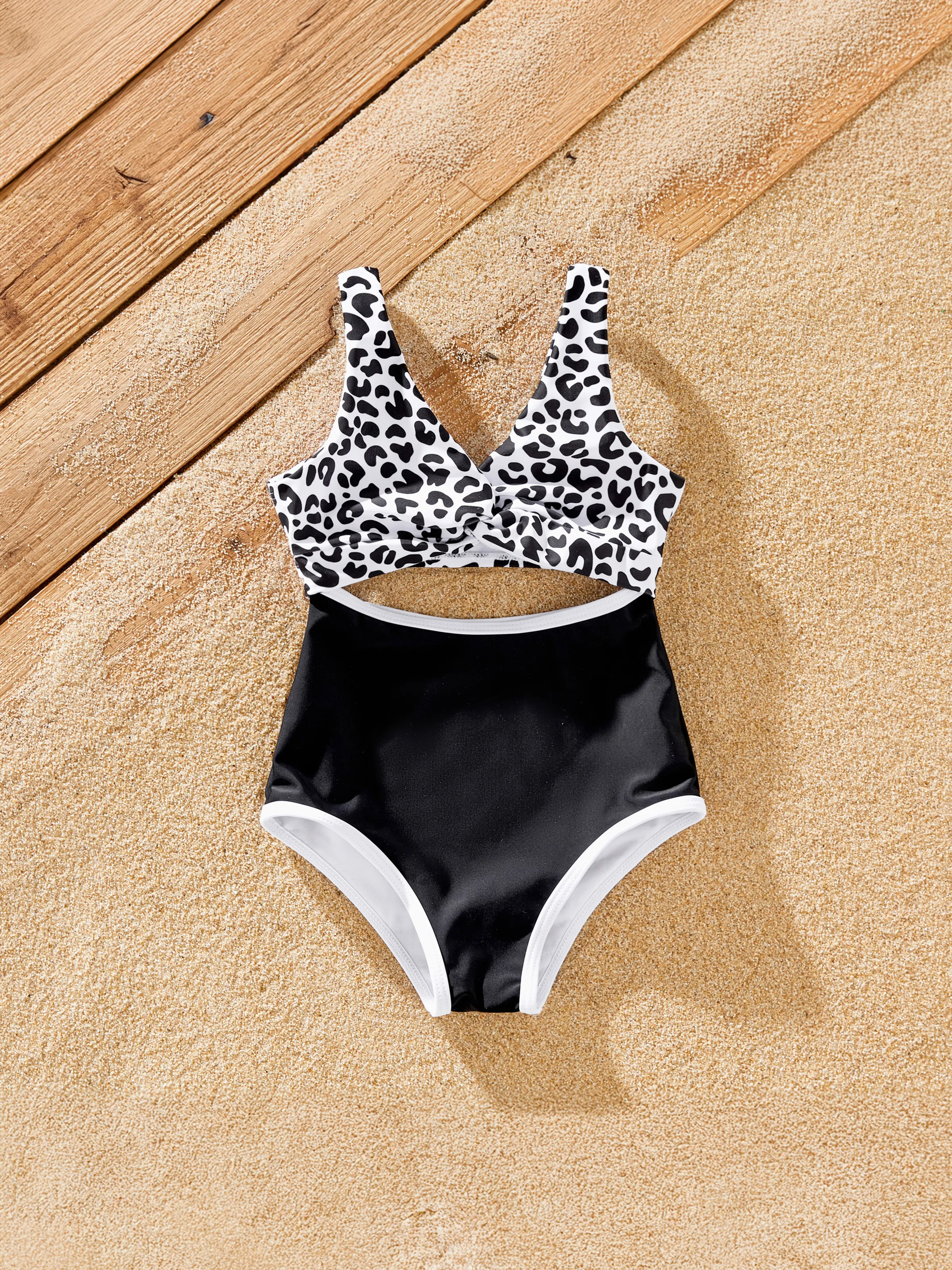 

Family Matching Leopard Printed Swim Trunks or Twist Knot High-Waist Swimsuit