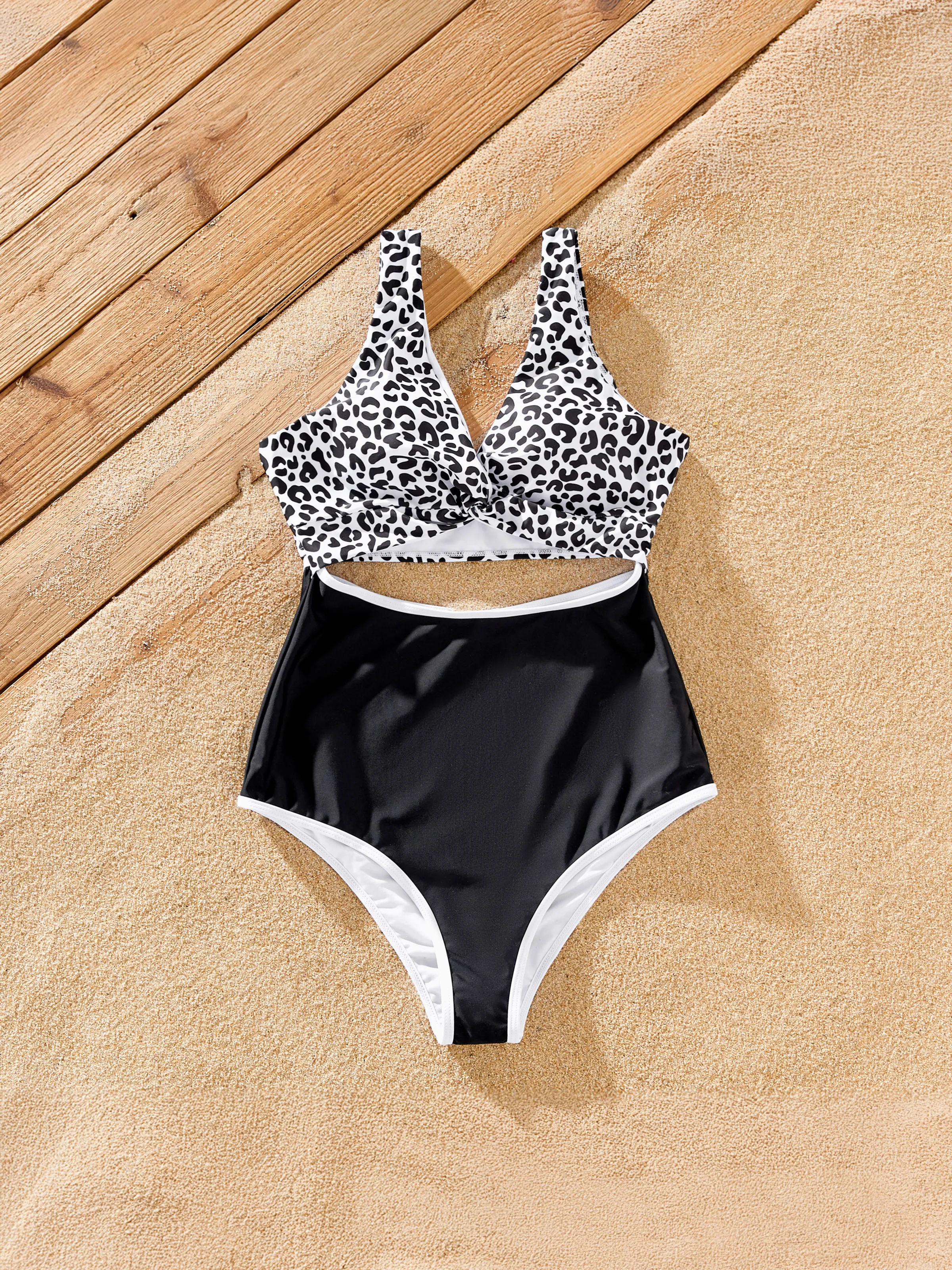 

Family Matching Leopard Printed Swim Trunks or Twist Knot High-Waist Swimsuit