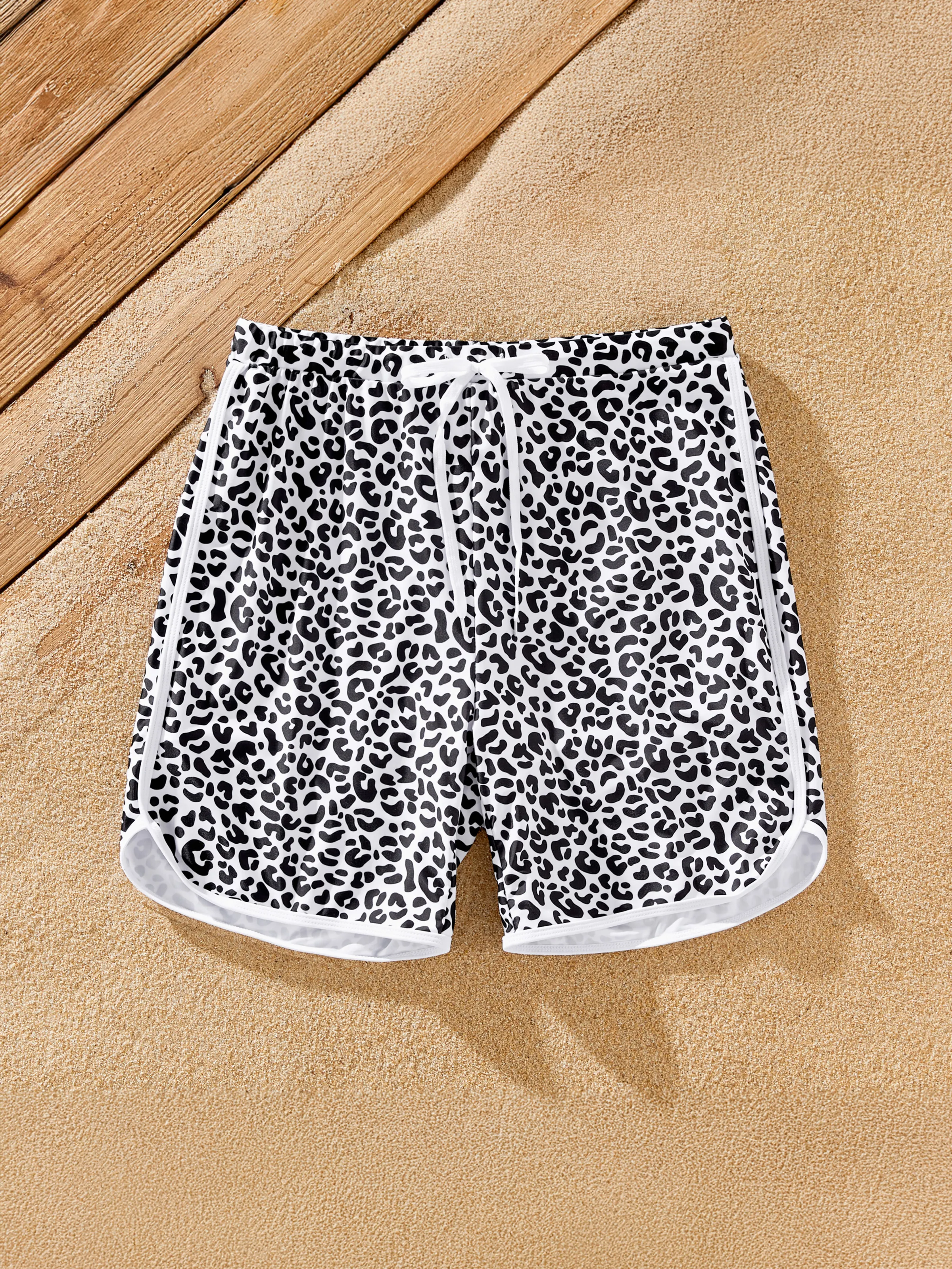 

Family Matching Leopard Printed Swim Trunks or Twist Knot High-Waist Swimsuit