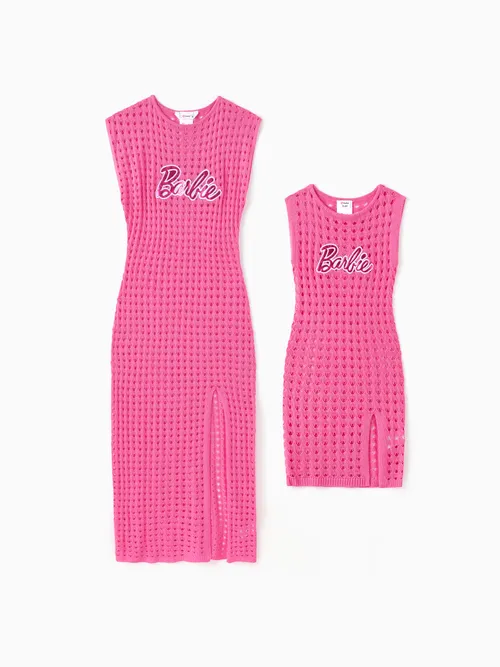 

Barbie Mommy And Me 1pc Hollow-out Crochet Tank Knitted Slit Dress