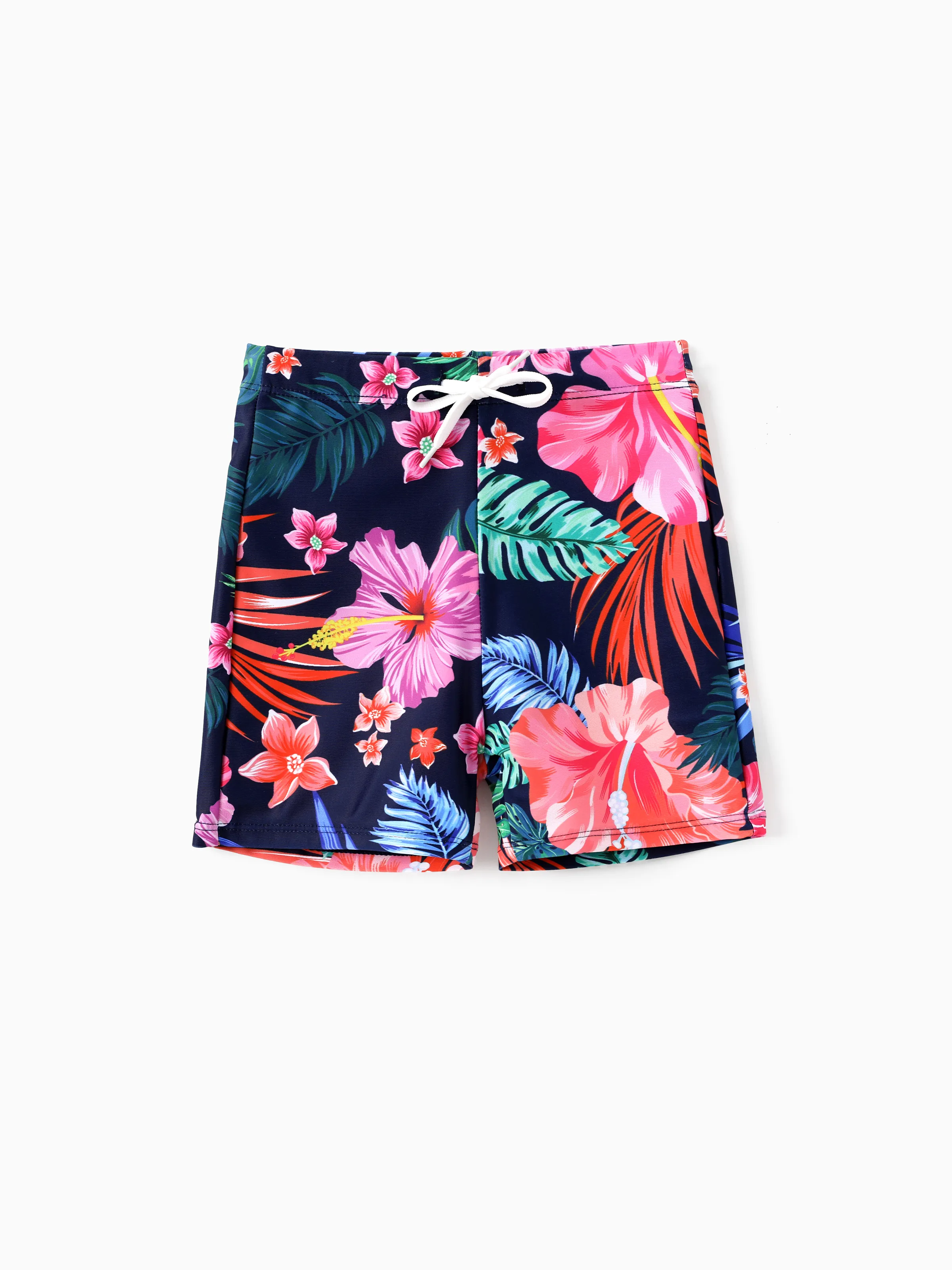 

Family Matching Tropical Floral Drawstring Swim Trunks or Ruched Drawstring Side Strap Swimsuit