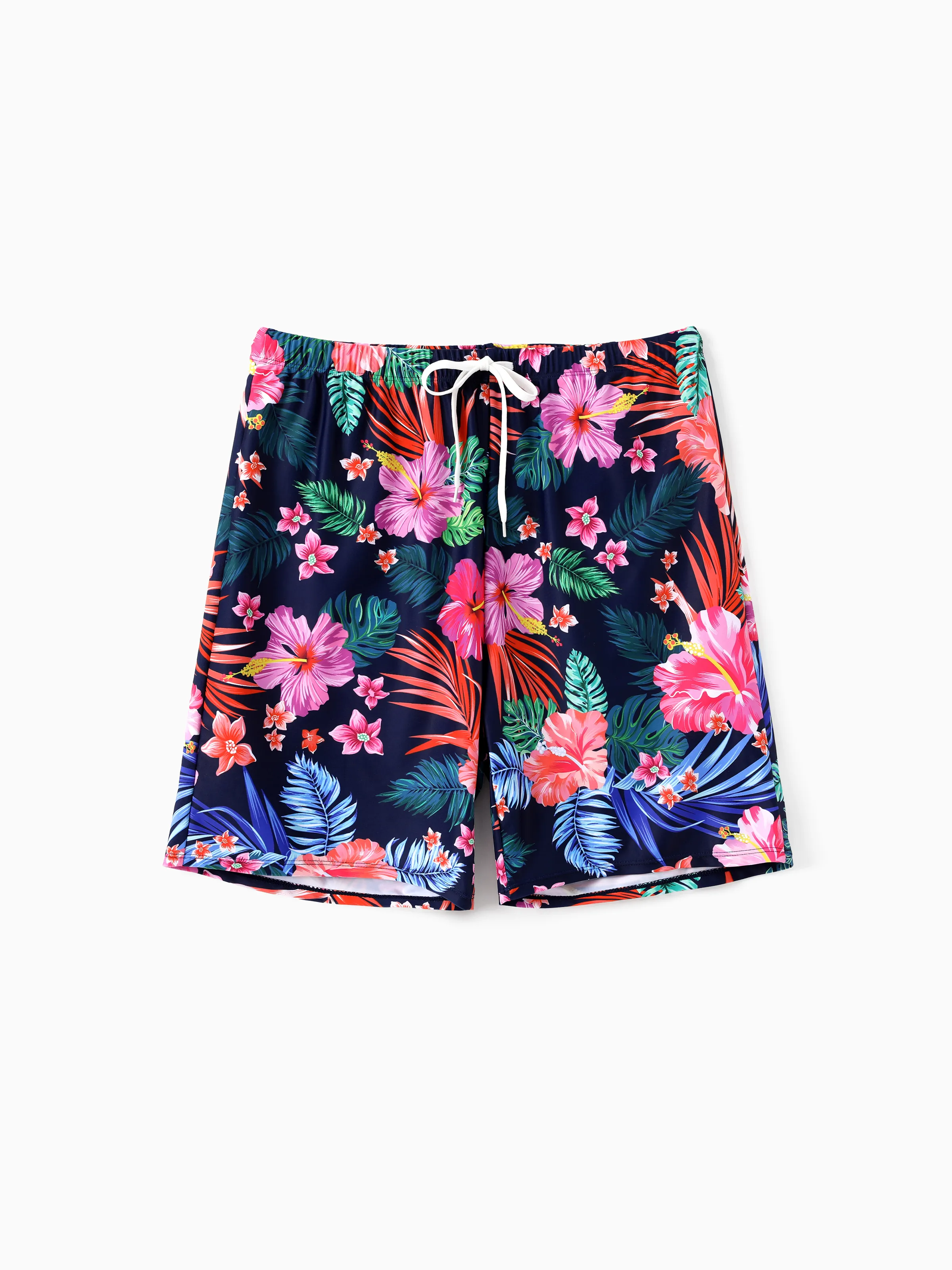 

Family Matching Tropical Floral Drawstring Swim Trunks or Ruched Drawstring Side Strap Swimsuit