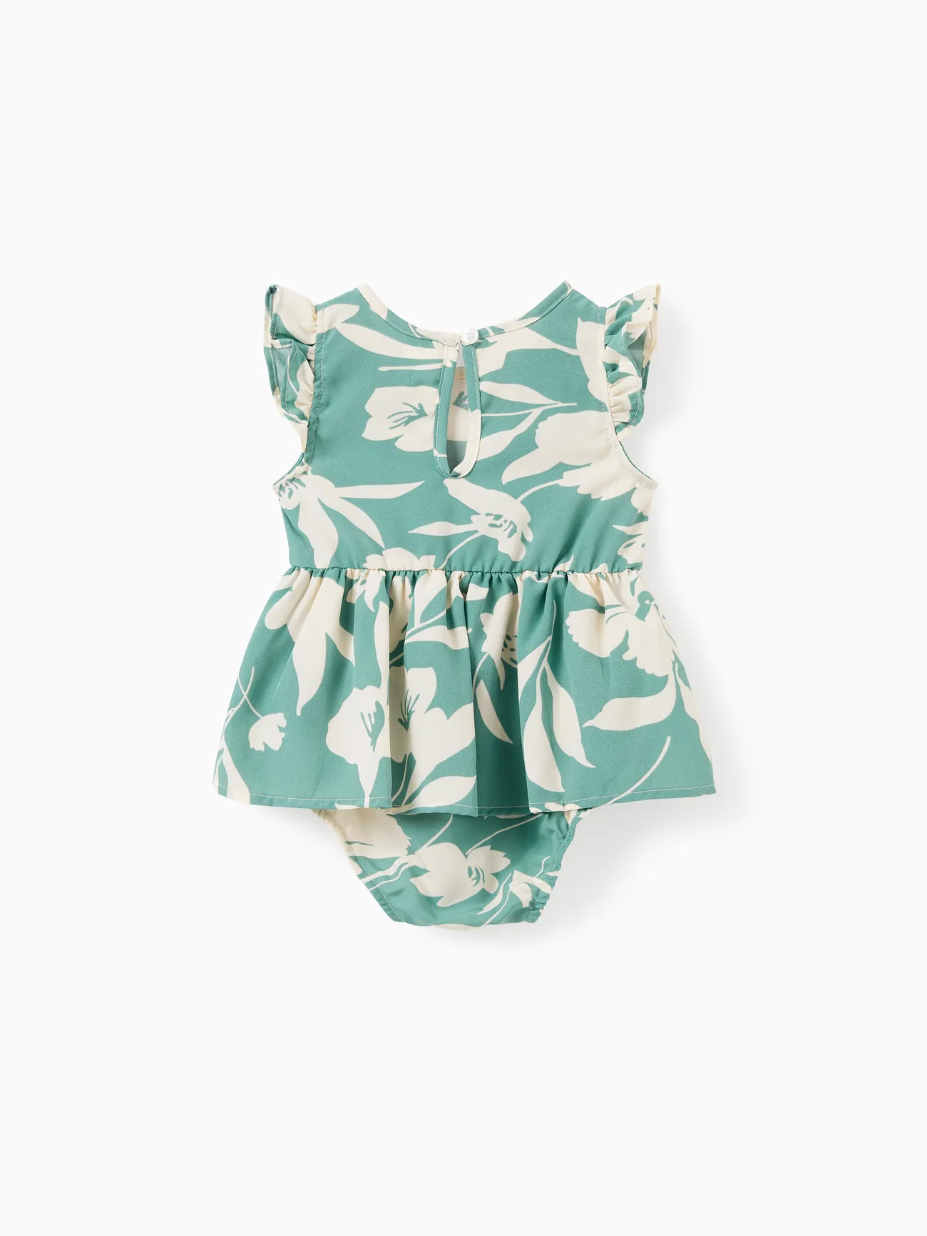 Baby Girl - Green Family Matching Outfits White Leaf Print - Shirts and Backless Dresses for Hawaii/Cruise/Resort/Casual Wear - Green - image 13