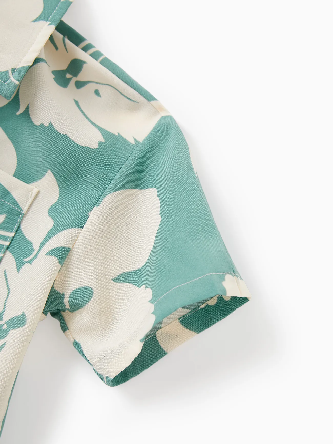 Boy - Green Family Matching Outfits White Leaf Print - Shirts and Backless Dresses for Hawaii/Cruise/Resort/Casual Wear - Green - image 19